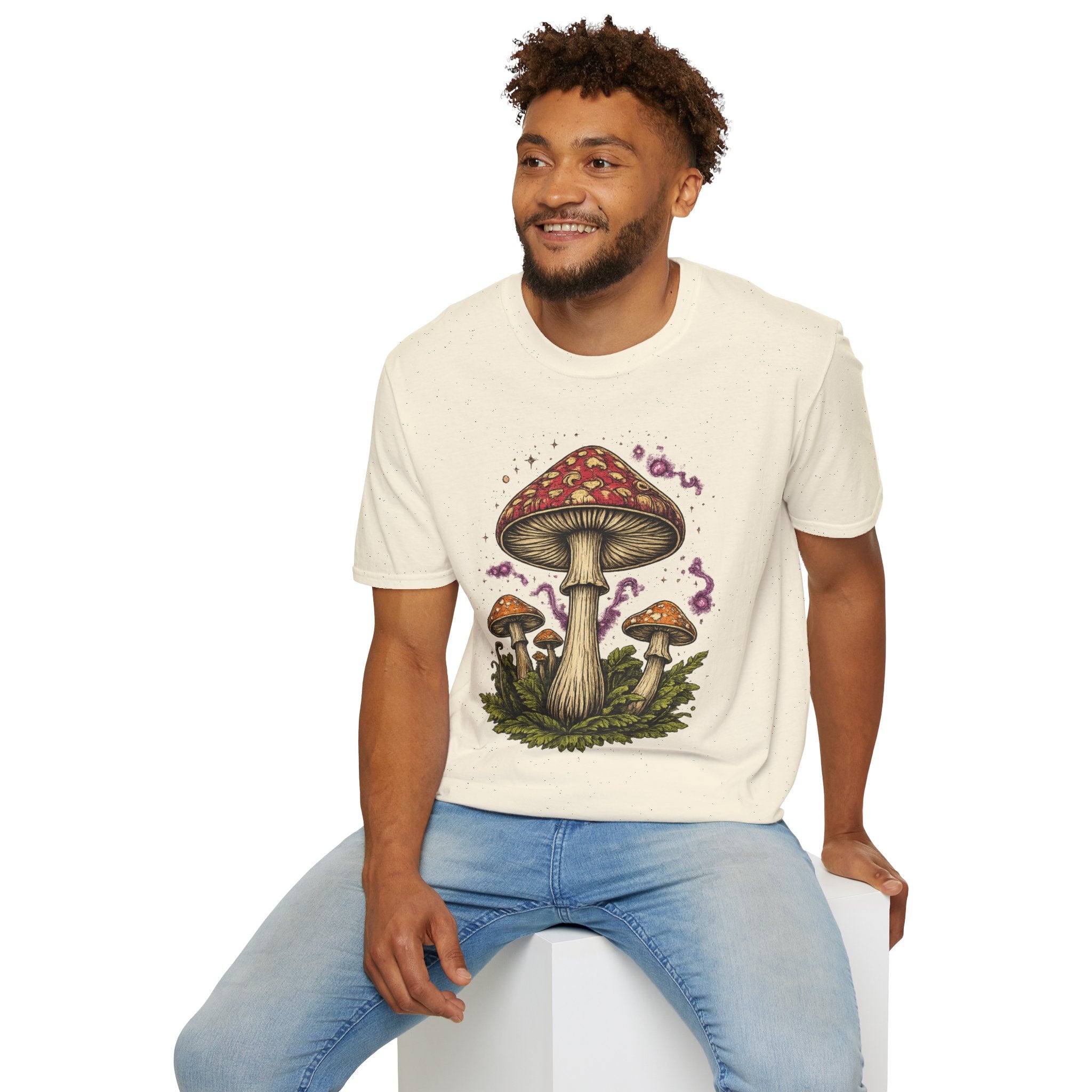 Psychedelic Mushroom Graphic T-Shirt — Red Amanita Illustration