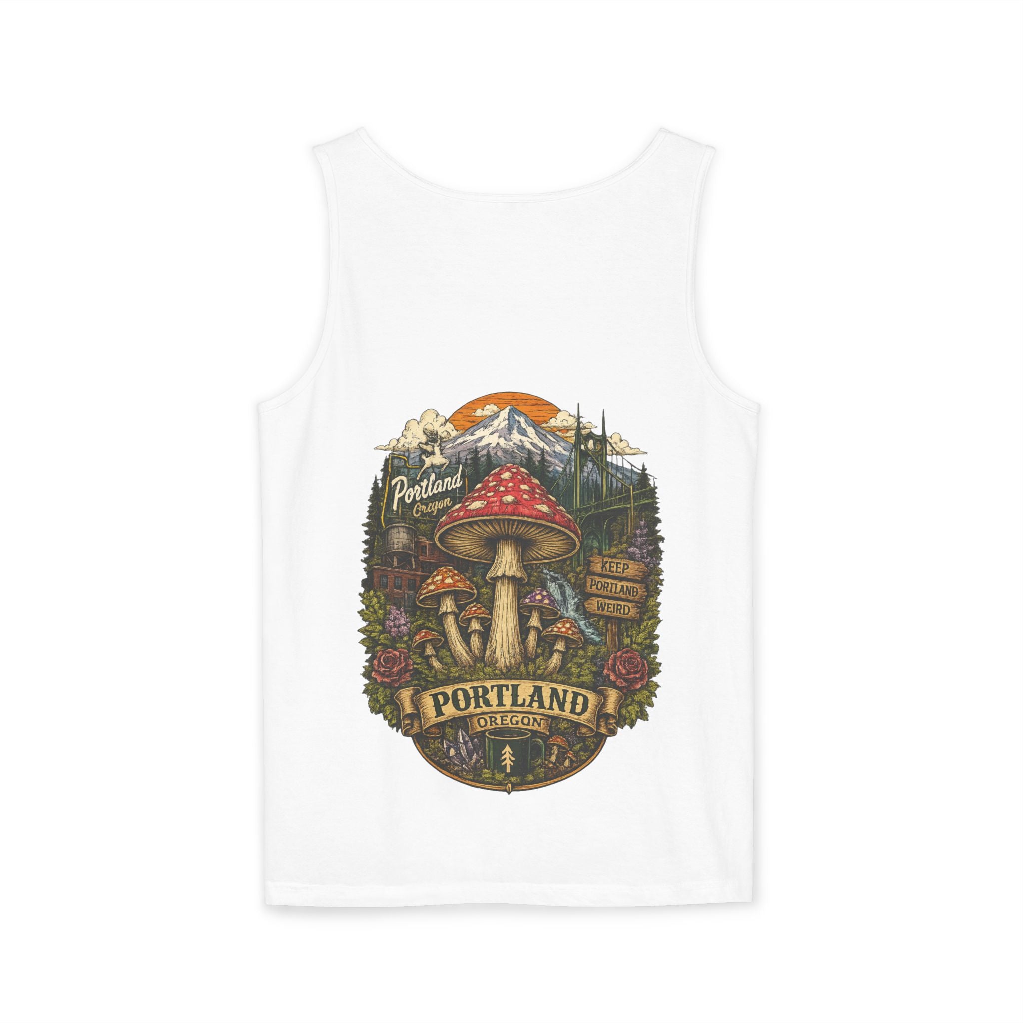 City: Portland Mushroom Tank Top — Psychedelic Forest Graphic Tank