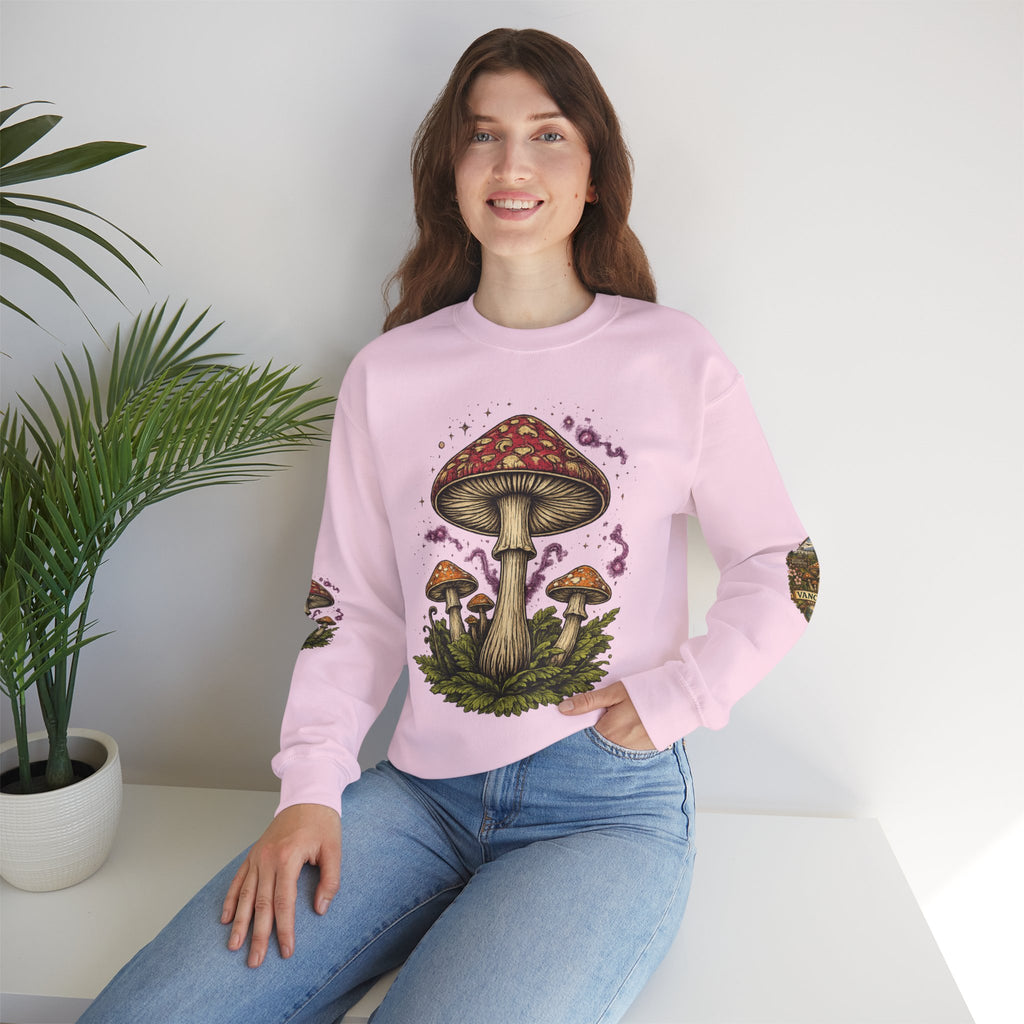 City:  Vancouver Crewneck Sweatshirt — Scenic Pacific Northwest Fungi Design