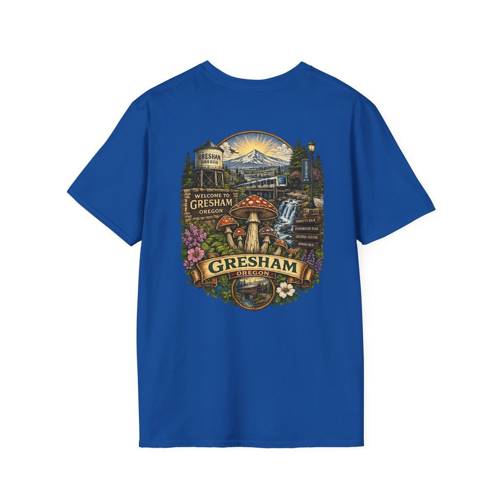 City: Gresham Psychedelic Mushroom Graphic T-Shirt — Red Amanita Illustration