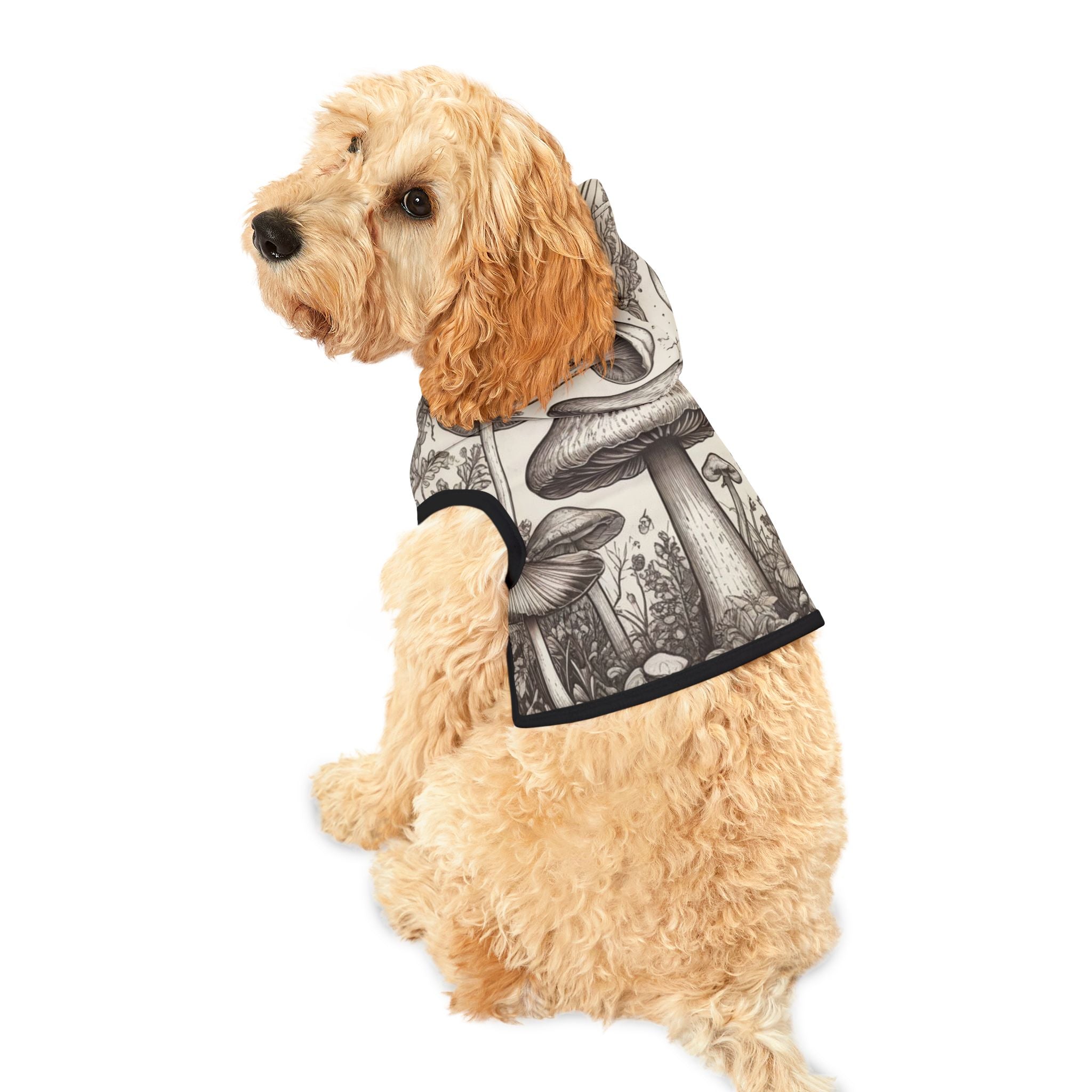 Custom Design Mushroom Print Enchanted Grove Dog/Cat Hoodie – Where Myth Meets Cozy