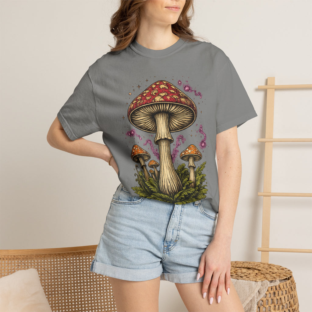 City: Portland Mushroom Graphic T-Shirt — Vintage Forest Amanita Design