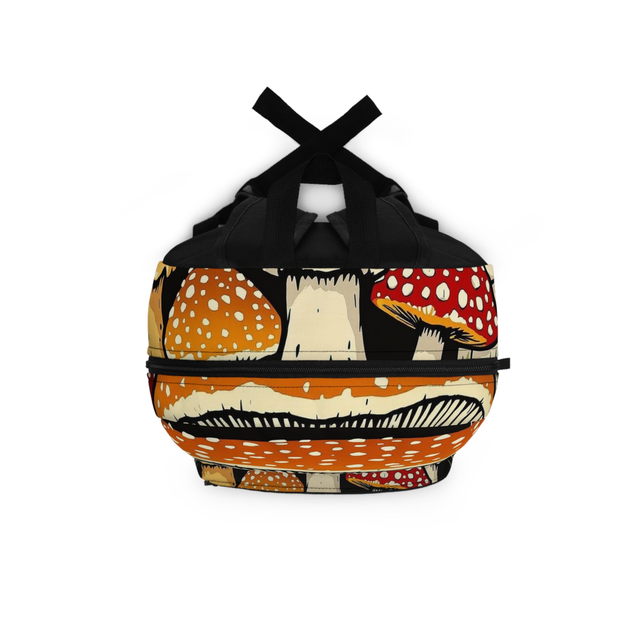Mushroom Forest Backpack — Retro Red & Orange Toadstool Daypack