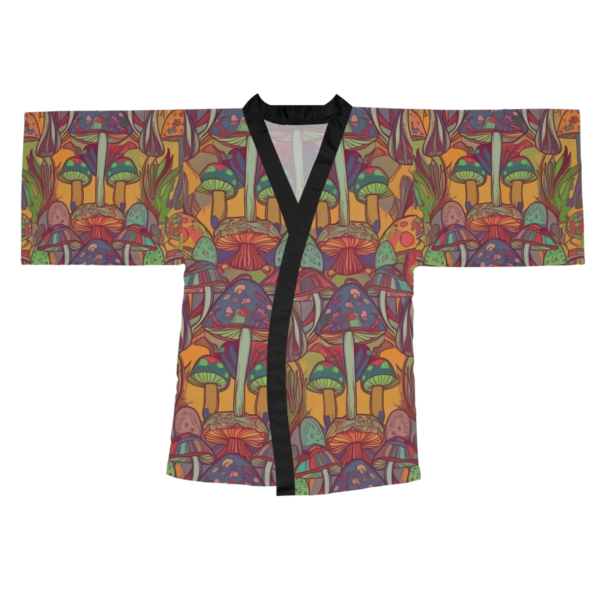 Kimono Robe: Psychedelic Mushroom Kimono Robe — Colorful Boho Lounge Jacket