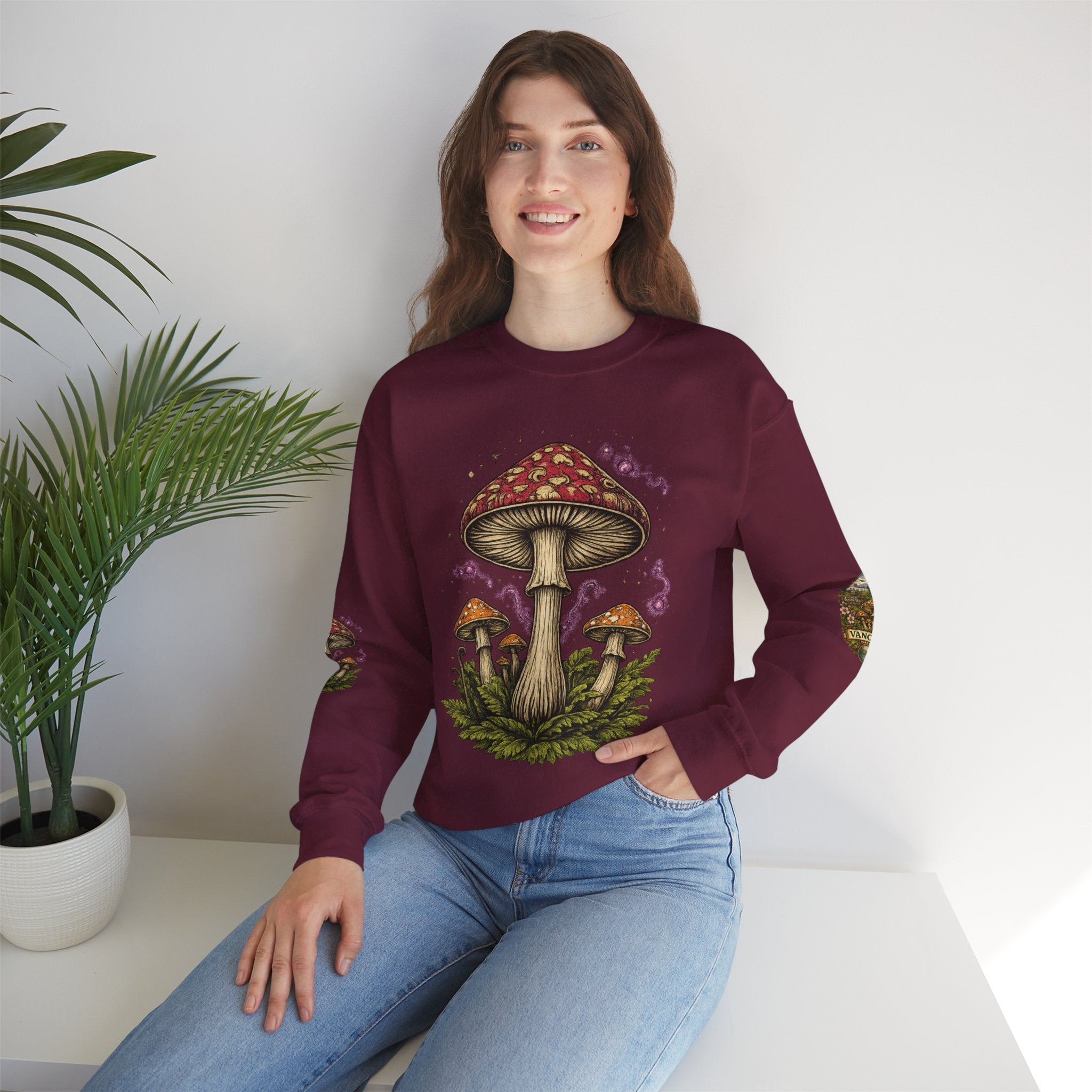 City:  Vancouver Crewneck Sweatshirt — Scenic Pacific Northwest Fungi Design