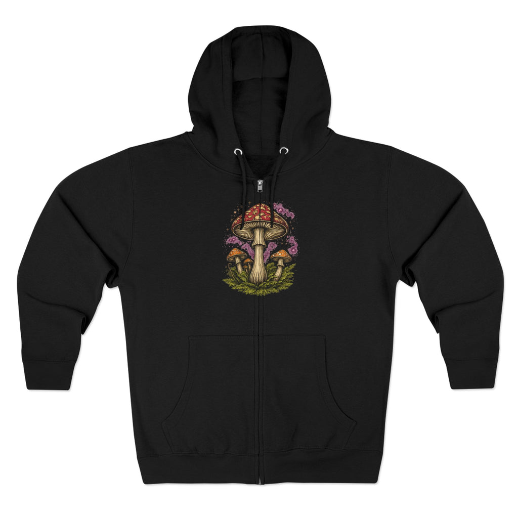 City: Portland Mushroom Zip Hoodie — Vintage Psychedelic Fungi Forest Jacket