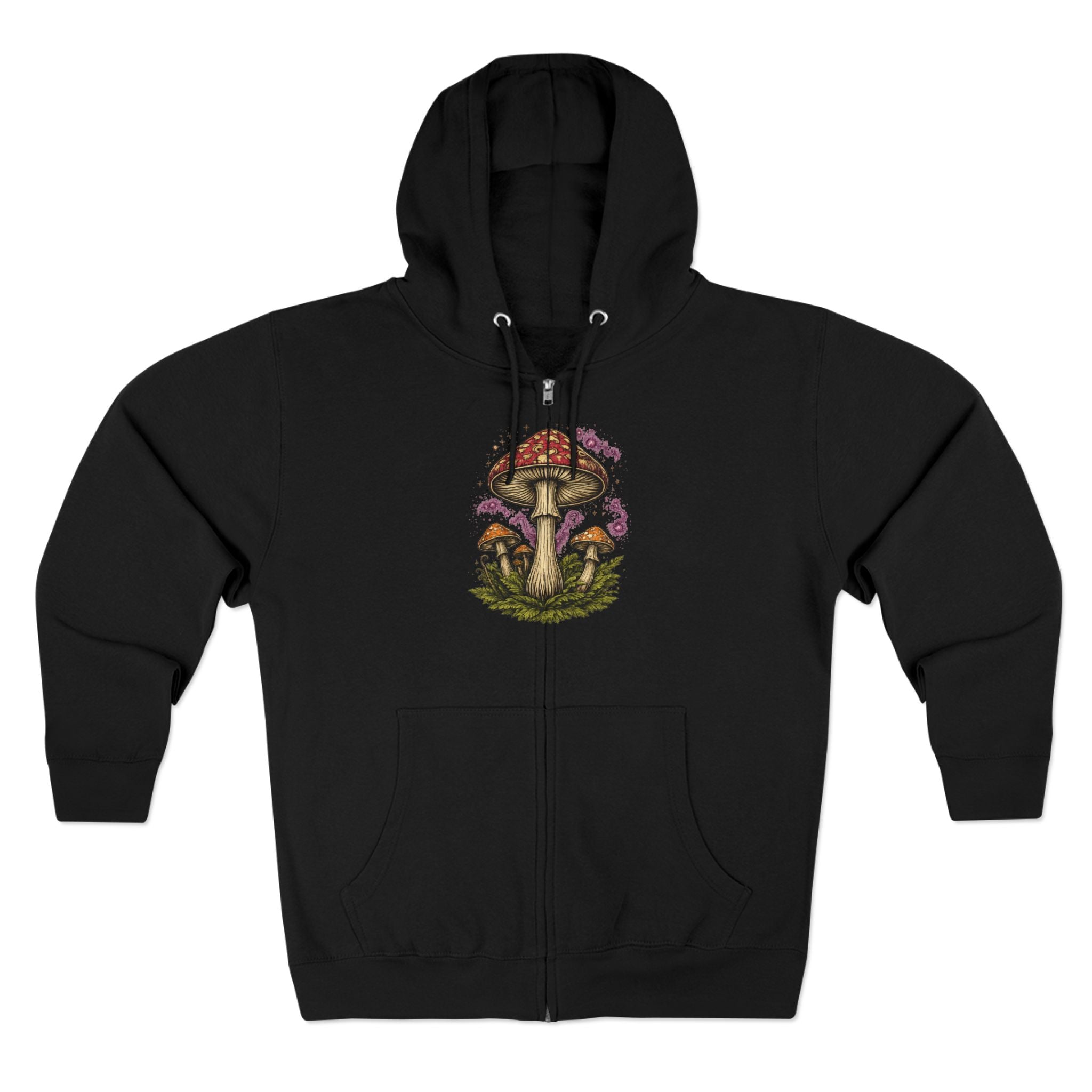 City: Portland Mushroom Zip Hoodie — Vintage Psychedelic Fungi Forest Jacket