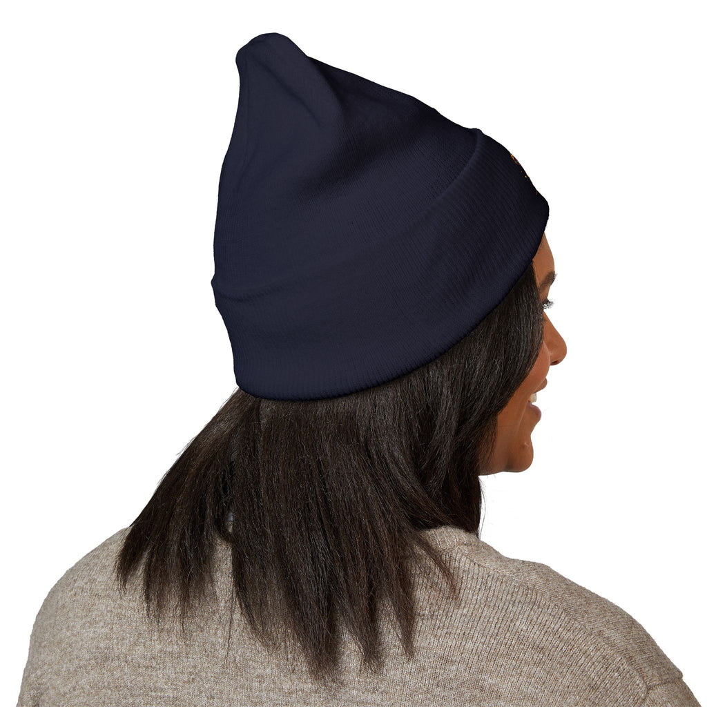 Beanie: Embroidered Colorful Mushroom Beanie — Cute Cuffed Knit Hat