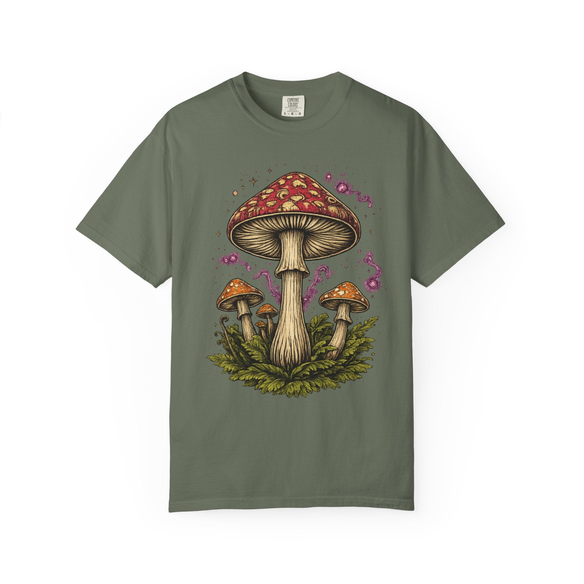 City: Portland Mushroom Graphic T-Shirt — Vintage Forest Amanita Design