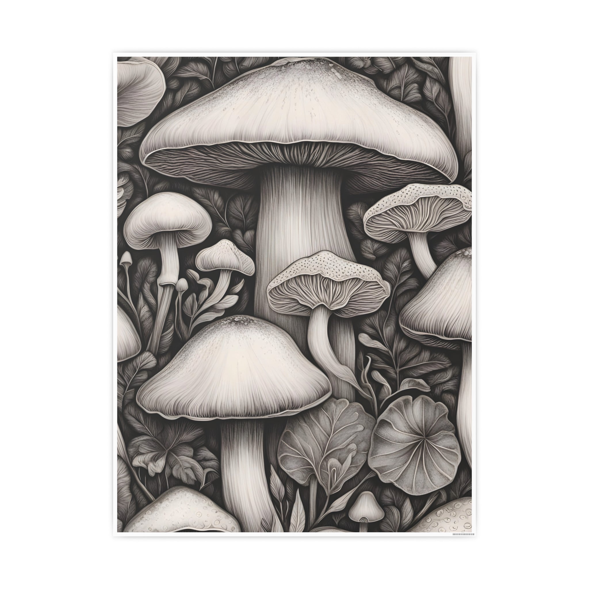 Poster: Mushroom Illustration Poster — Botanical Fungi Art Print