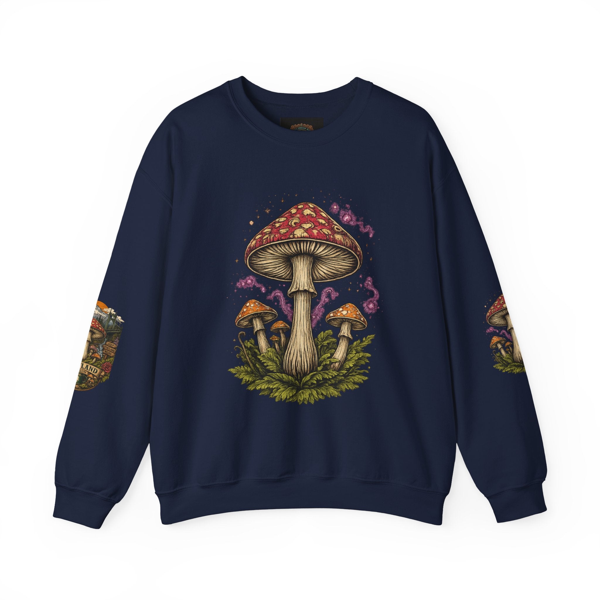 City: Portland Mushroom Crewneck Sweatshirt Vintage Psychedelic Fungi Graphic