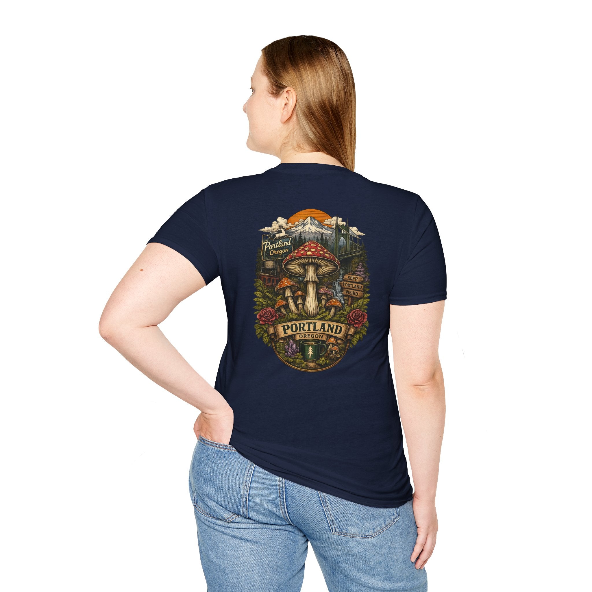 City: Portland Mushroom Magic T-Shirt — Vintage Red Toadstool Illustration