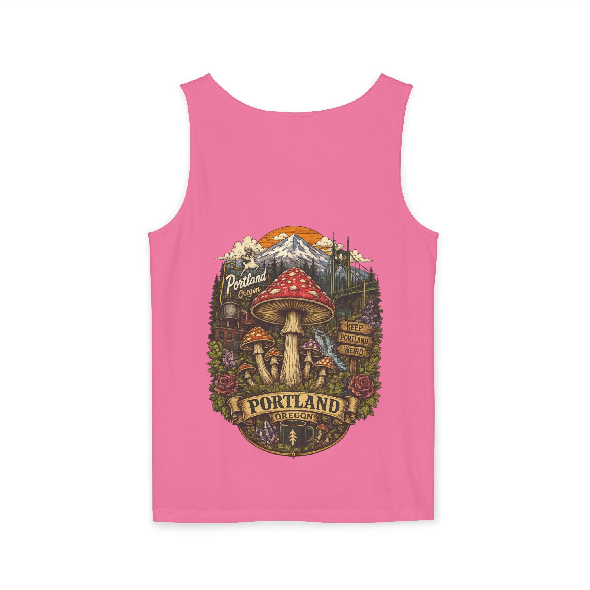 City: Portland Mushroom Tank Top — Psychedelic Forest Graphic Tank
