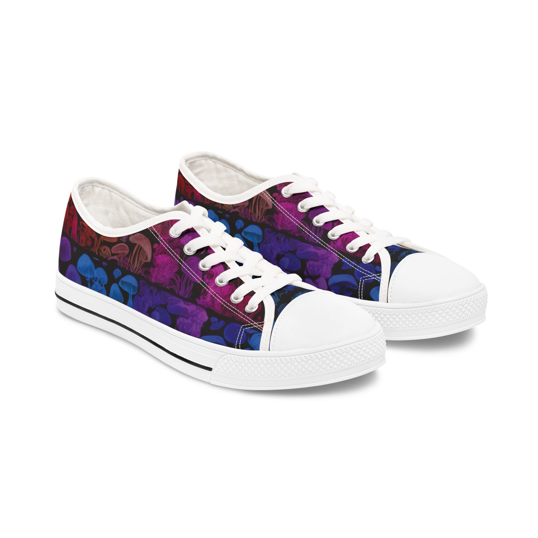 Women's Low Top Sneakers — Purple Skull Pattern Casual Canvas Shoes