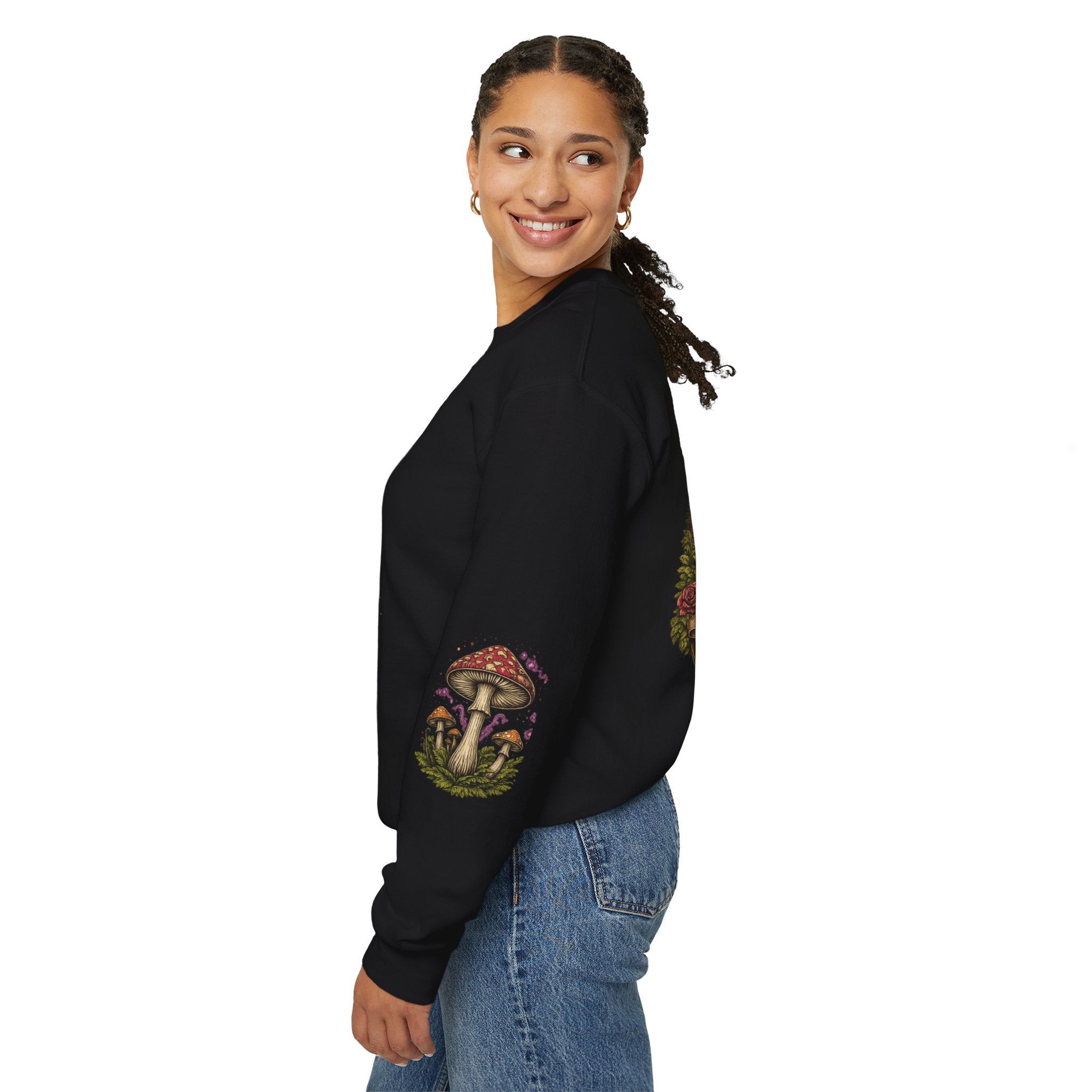 City: Portland Mushroom Crewneck Sweatshirt Vintage Psychedelic Fungi Graphic