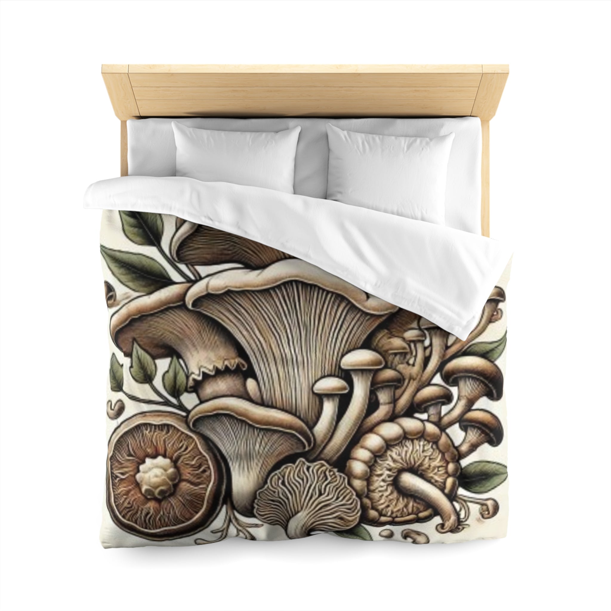 Mushroom Botanical Duvet Cover — Earthy Fungi Illustration Bedding