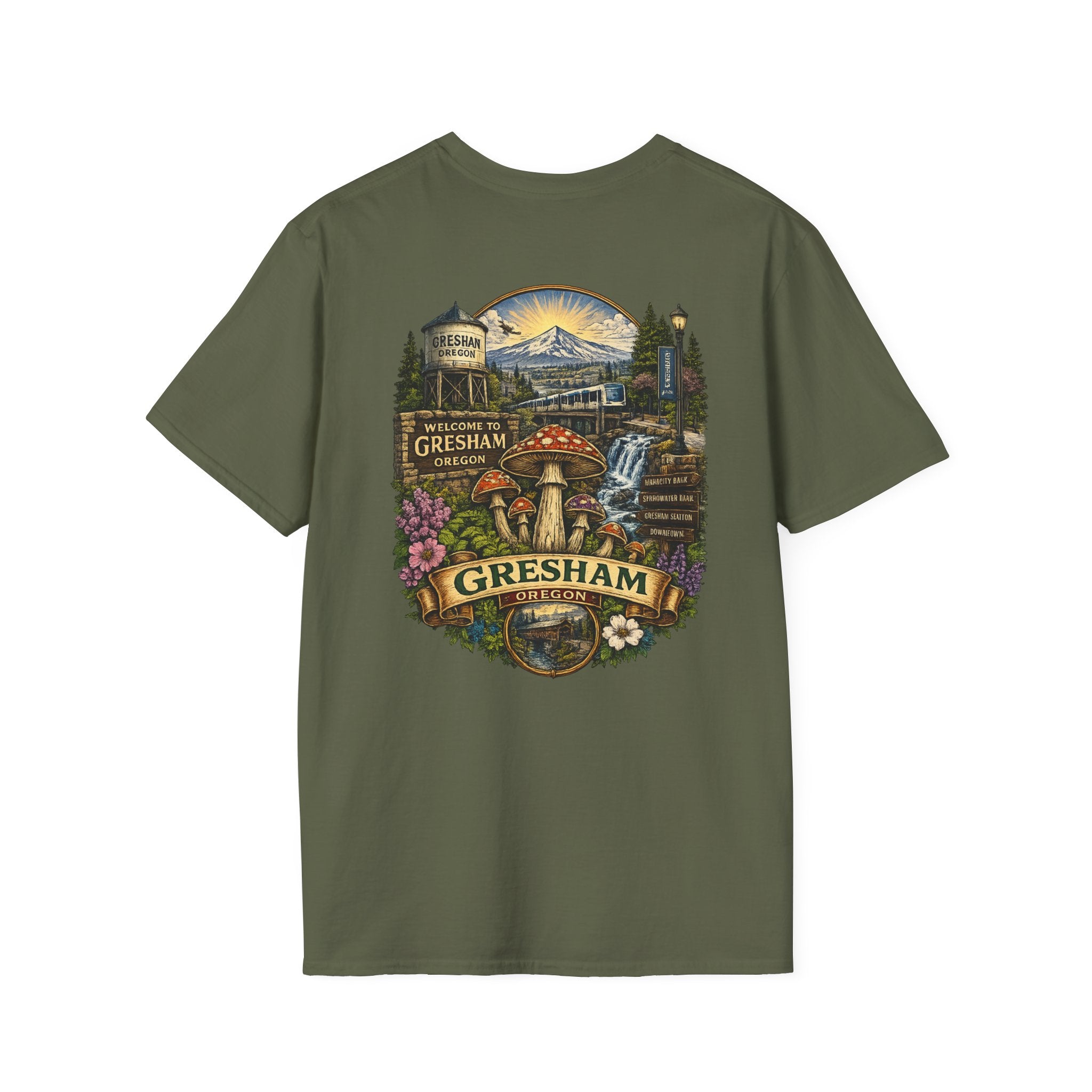 City: Gresham Psychedelic Mushroom Graphic T-Shirt — Red Amanita Illustration