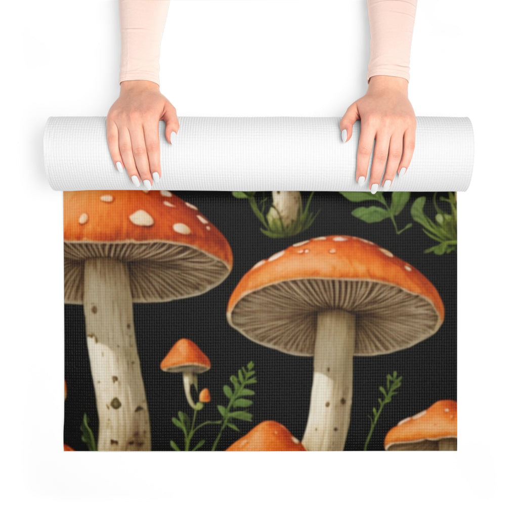 Mushroom Forest Foam Yoga Mat — Non-Slip Psychedelic Toadstool Design