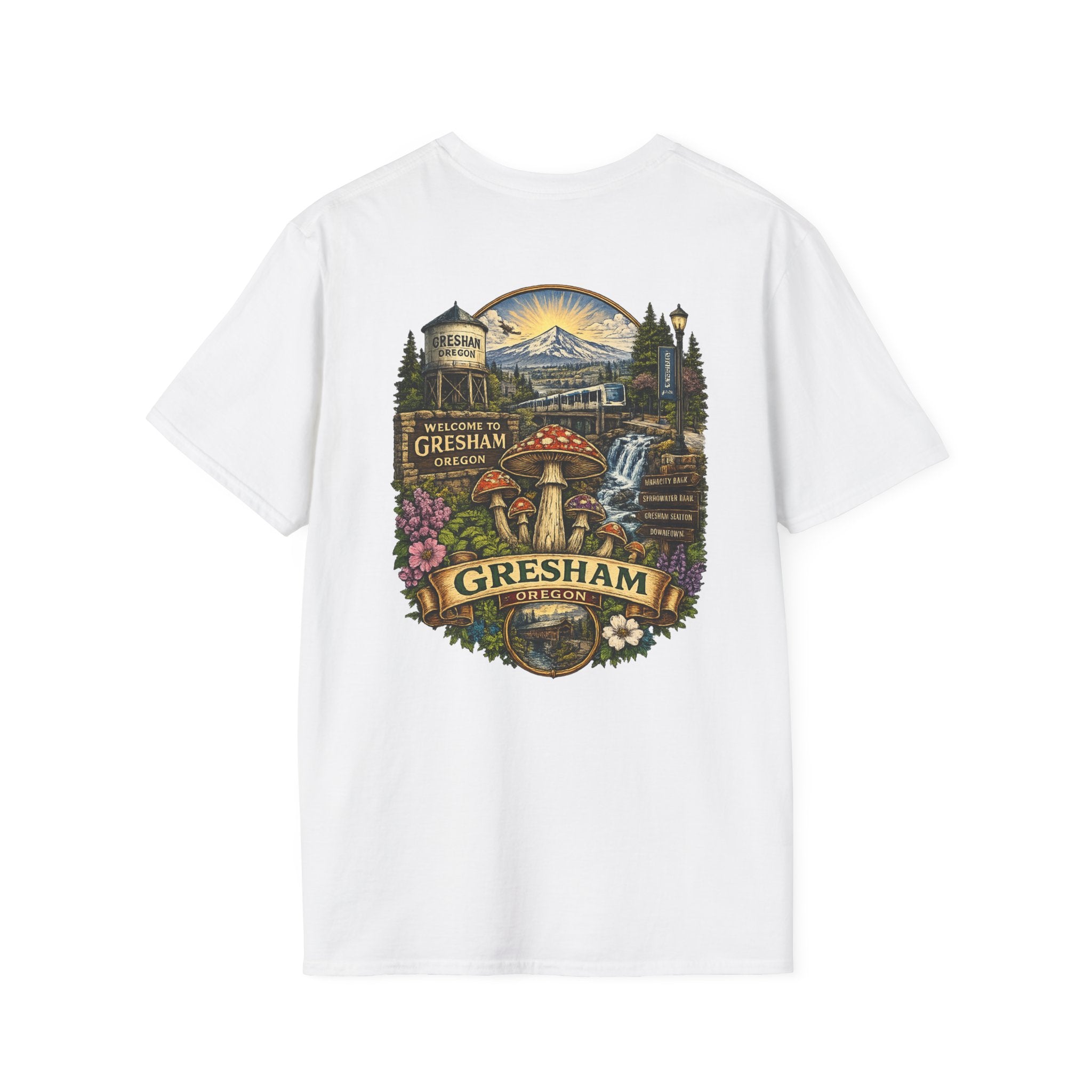 City: Gresham Psychedelic Mushroom Graphic T-Shirt — Red Amanita Illustration