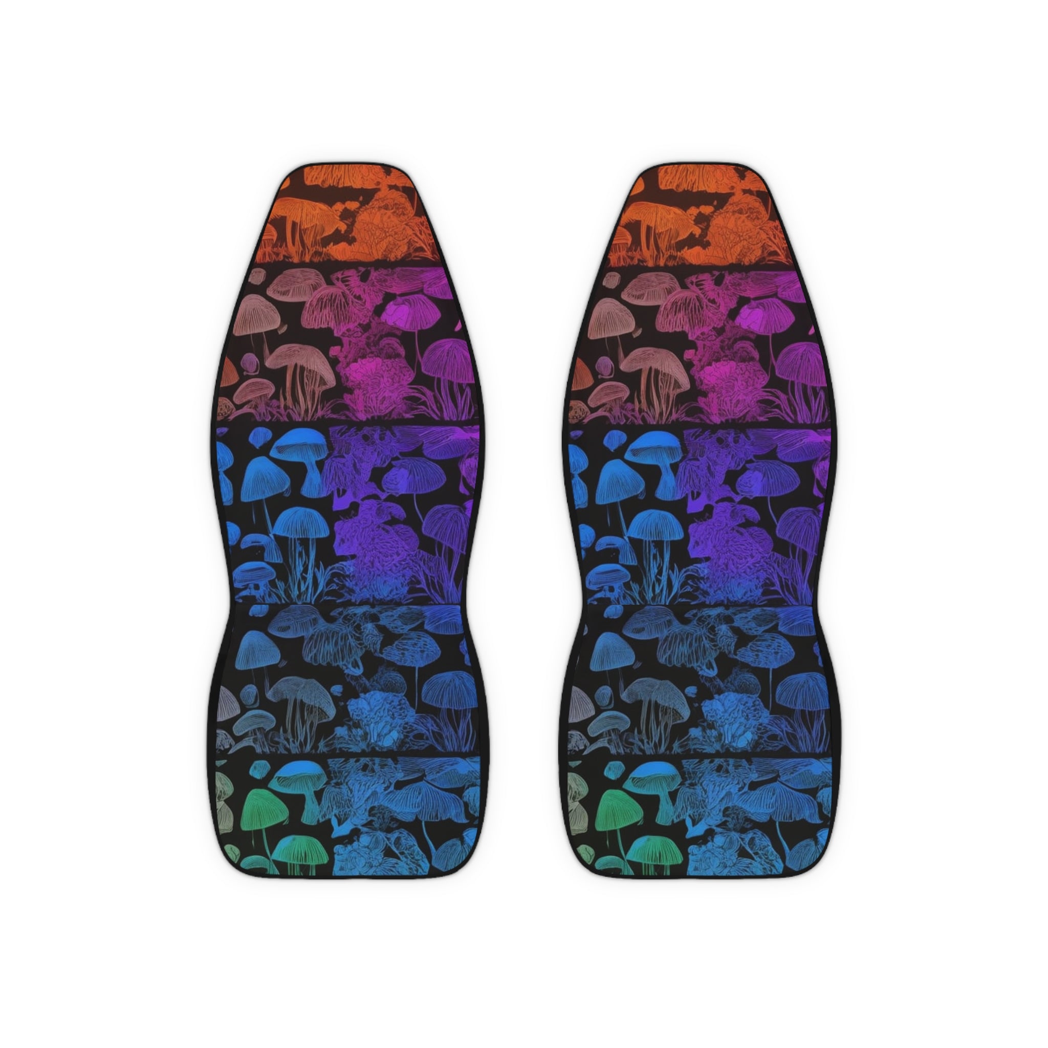 Psychedelic Rainbow Mushroom Car Seat Covers — Polyester Front Seat Protectors