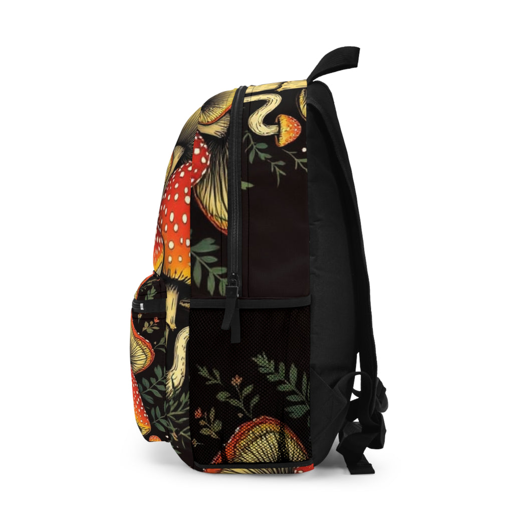 Mushroom Forest Backpack — Red Fly Agaric Nature Print Bag