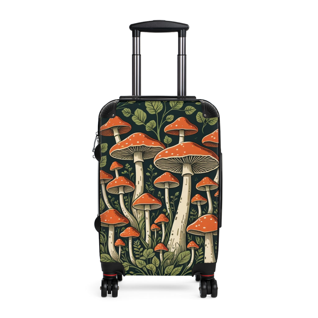 Wander with Woodland Wisdom Travel Case Folk Forest Carry-On with custom design mushroom print and earthy tones.