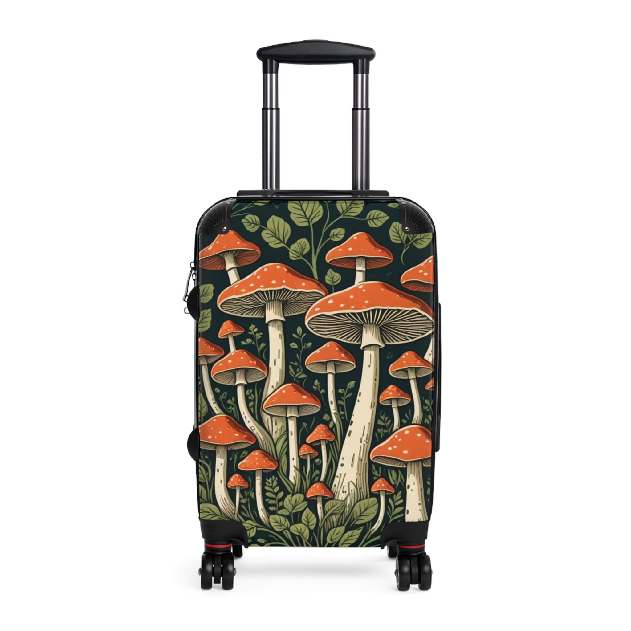 Wander with Woodland Wisdom Travel Case Folk Forest Carry-On with custom design mushroom print and earthy tones.