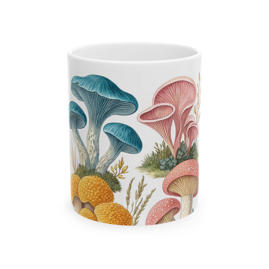 Mug: Mushroom Garden Ceramic Mug — Illustrated Wild Fungi Coffee Cup (11oz/15oz)