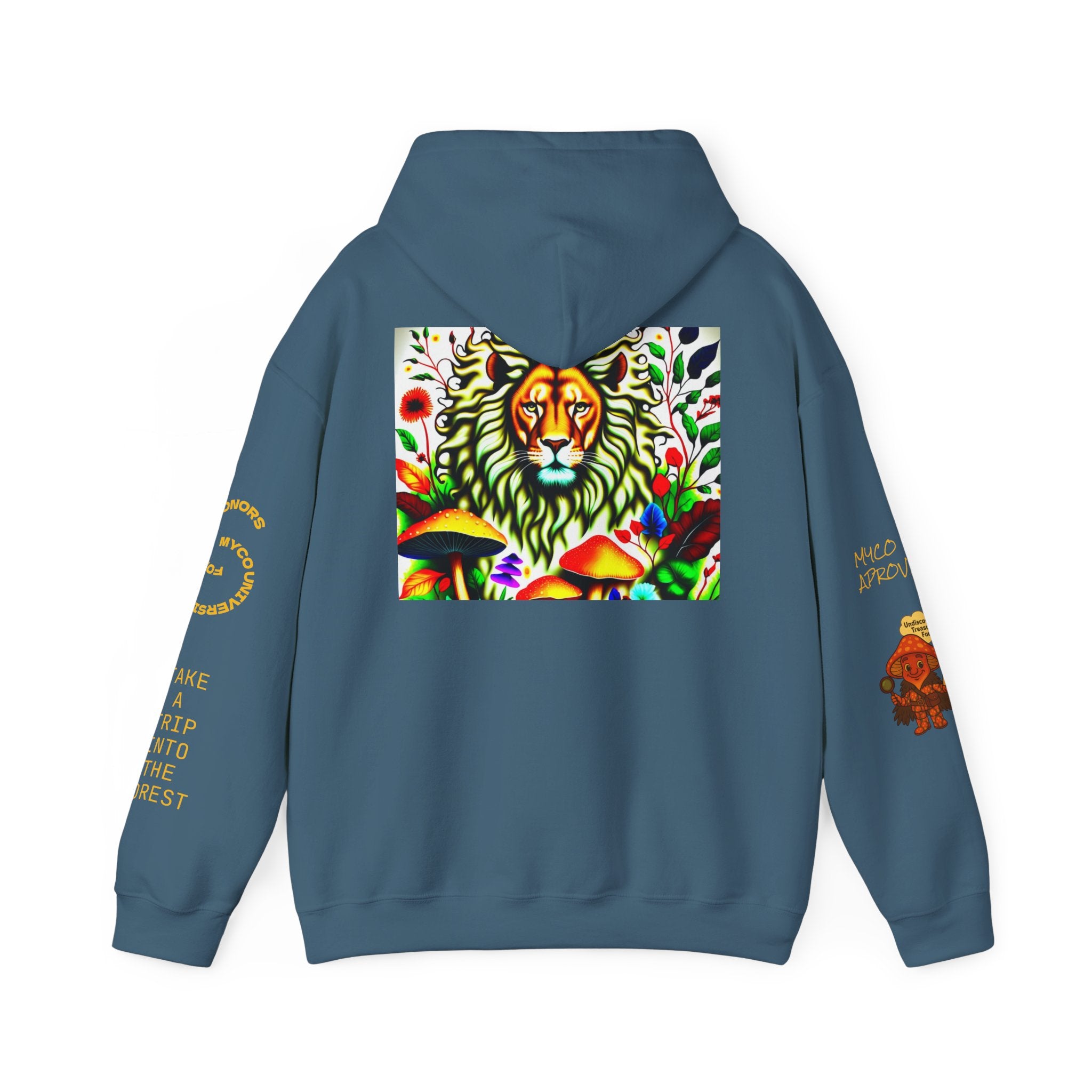 Myco University Lion & Mushroom Hoodie — Psychedelic Lion Graphic Pullover