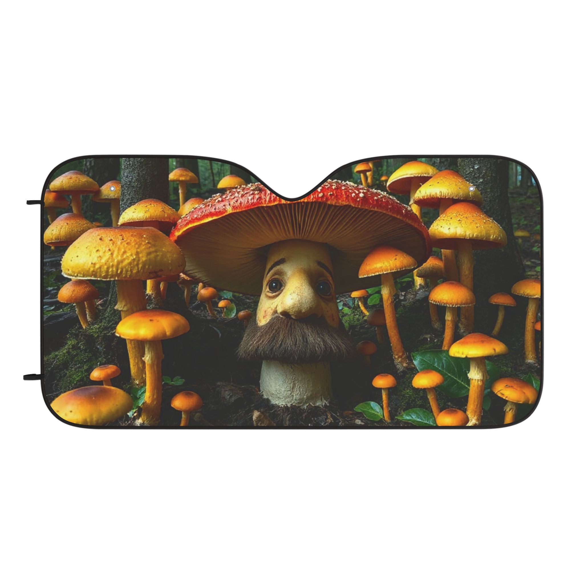 Mushroom Forest Car Sun Shade — Cute Gnome Mushroom Windshield Cover, UV Sun Protector