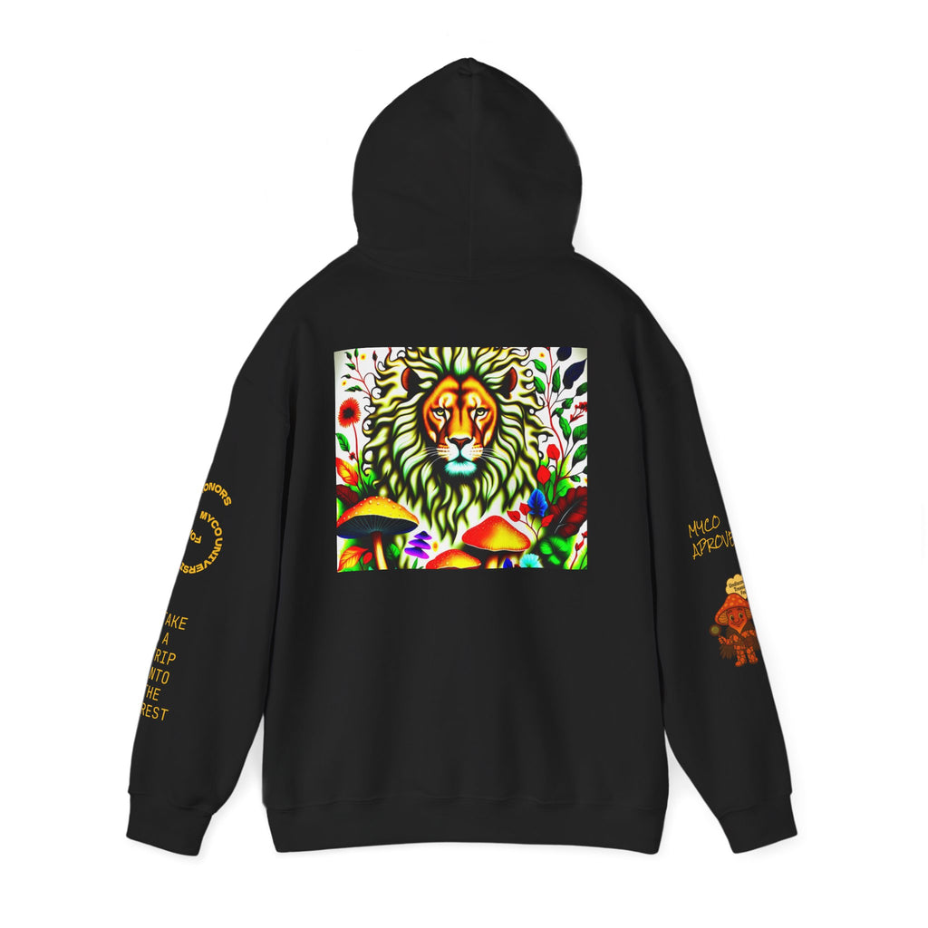 Myco University Lion & Mushroom Hoodie — Psychedelic Lion Graphic Pullover