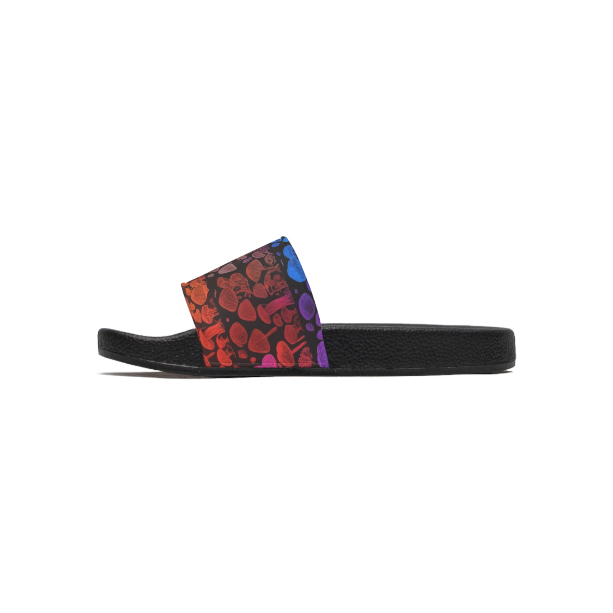 Slide Sandals: Rainbow Pattern Slide Sandals — Rainbow Grunge Pool Slides
