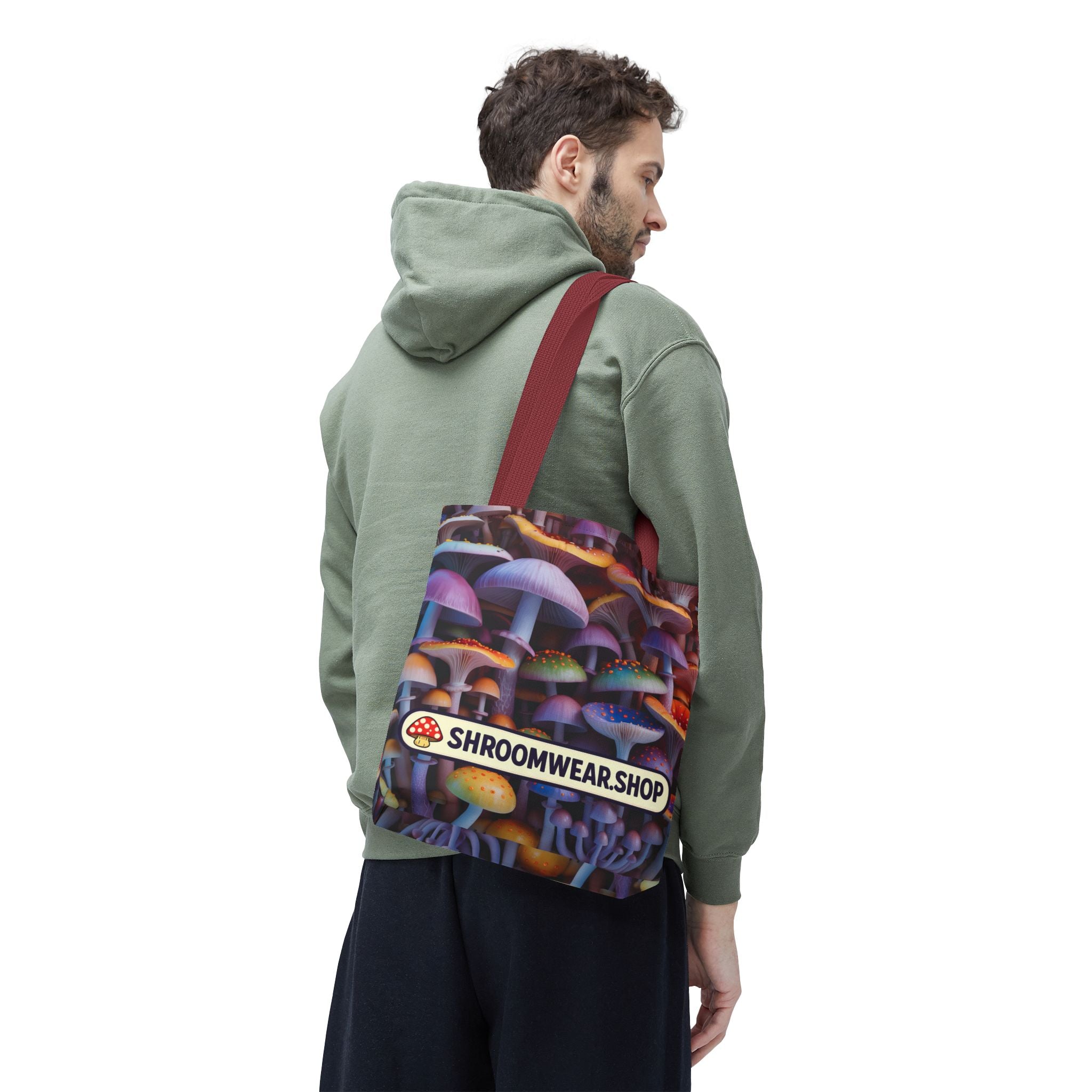 Tote Bag: Psychedelic Mushroom Tote Bag — Colorful Shroom Print Tote