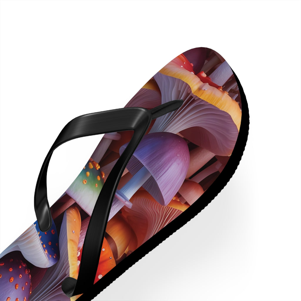 Flops: Psychedelic Mushroom Flip Flops - Colorful Fantasy Beach Sandals