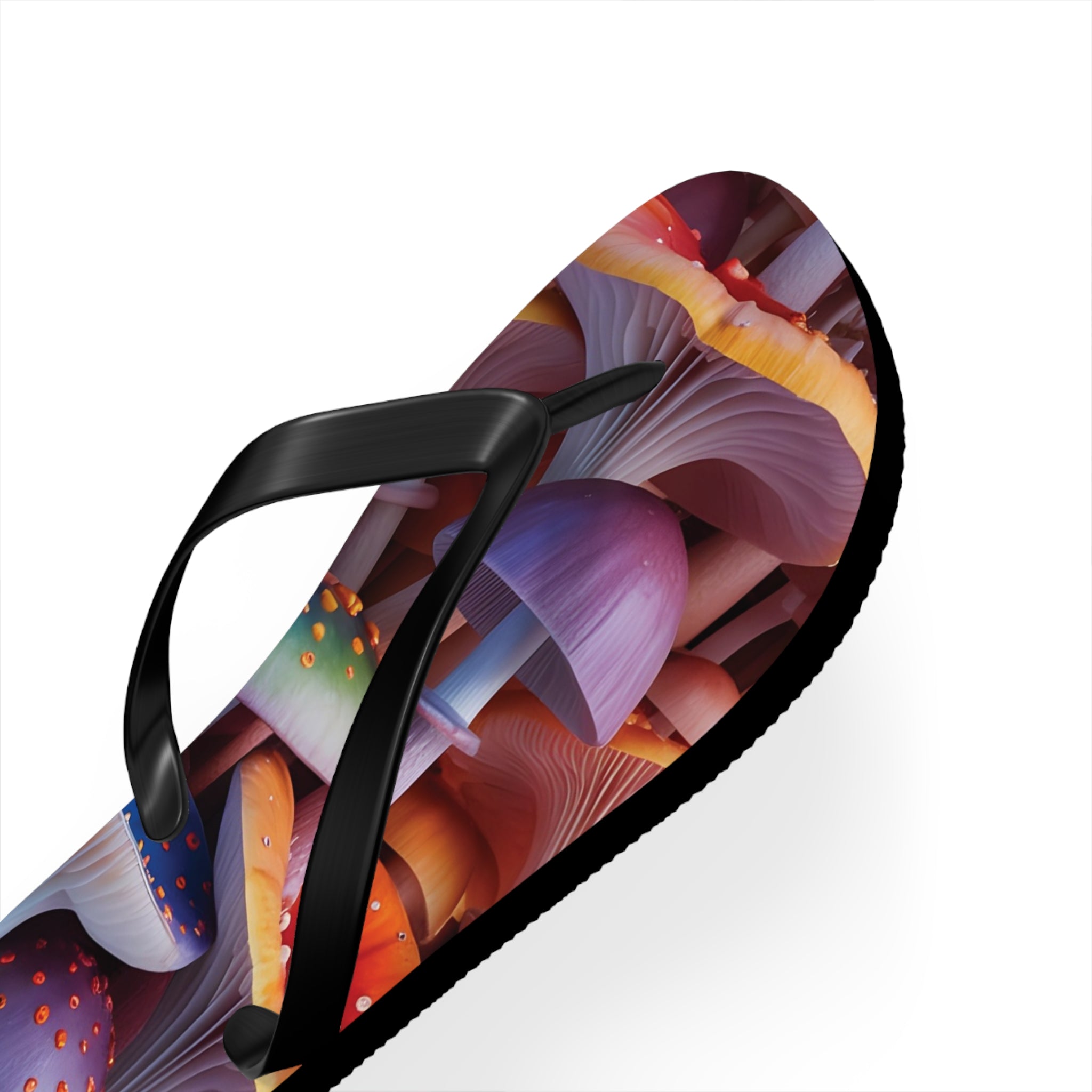 Flops: Psychedelic Mushroom Flip Flops - Colorful Fantasy Beach Sandals