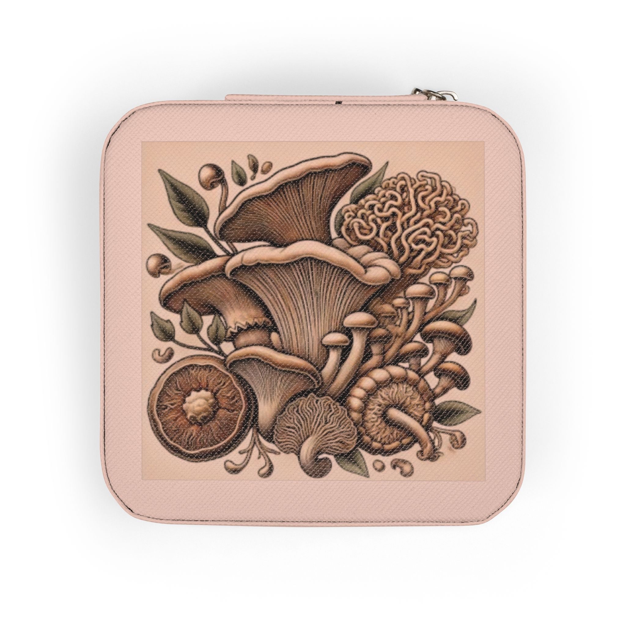 Mushroom Garden Jewelry Travel Case – Compact Velvet-Lined Organizer