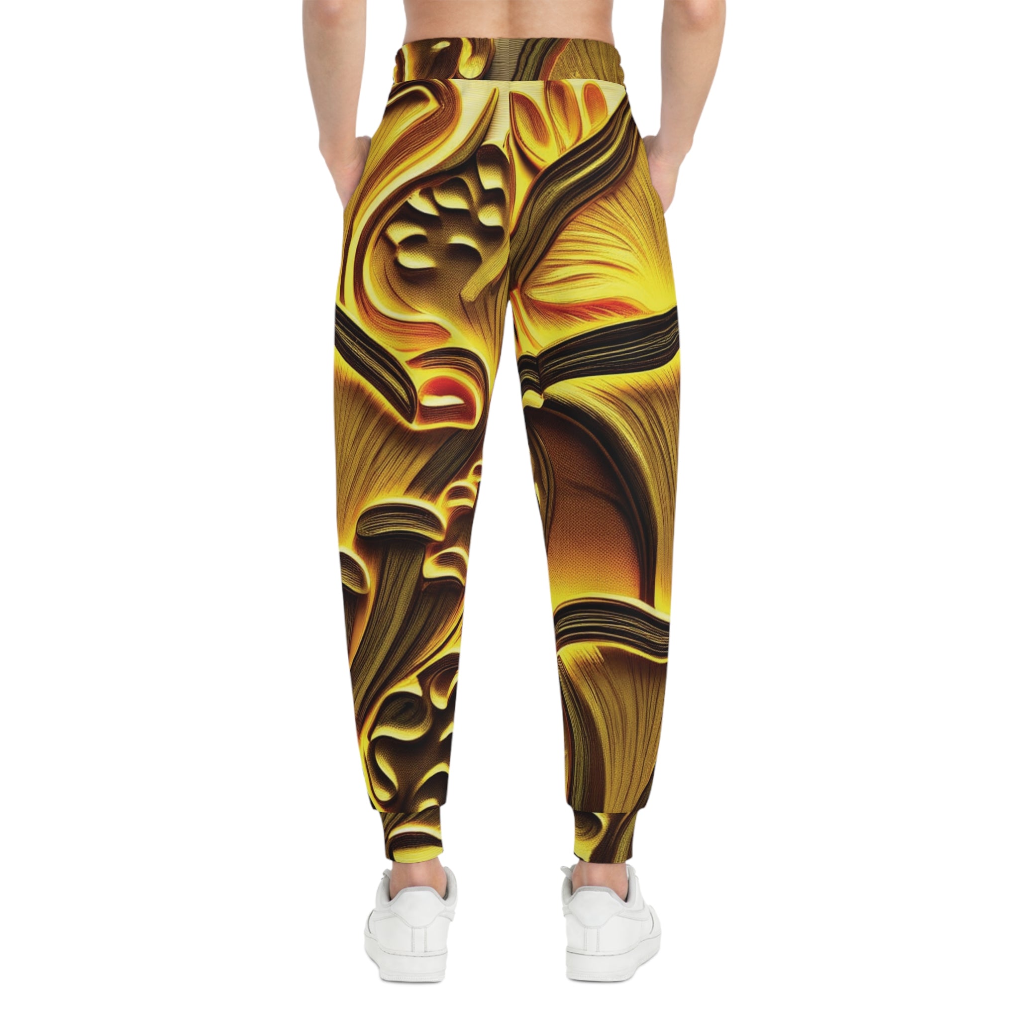 Golden Swirl Athletic Joggers — Abstract Marble Print Joggers