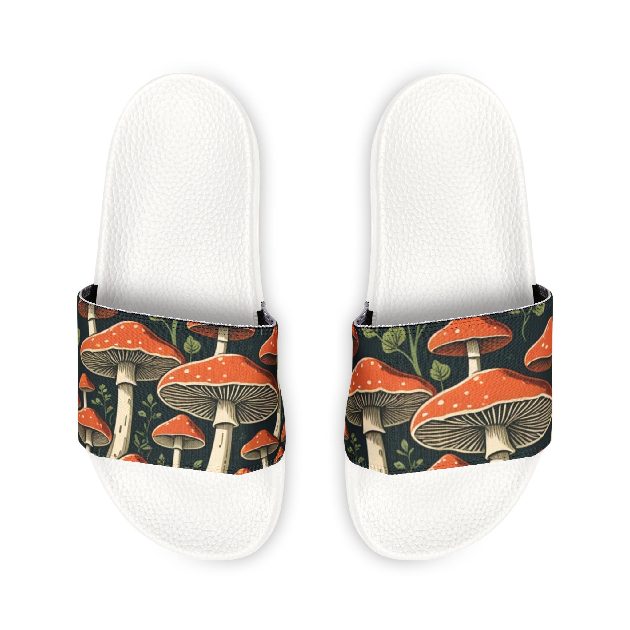 Mushroom Print Slide Sandals — Men's Removable-Strap Casual Slides