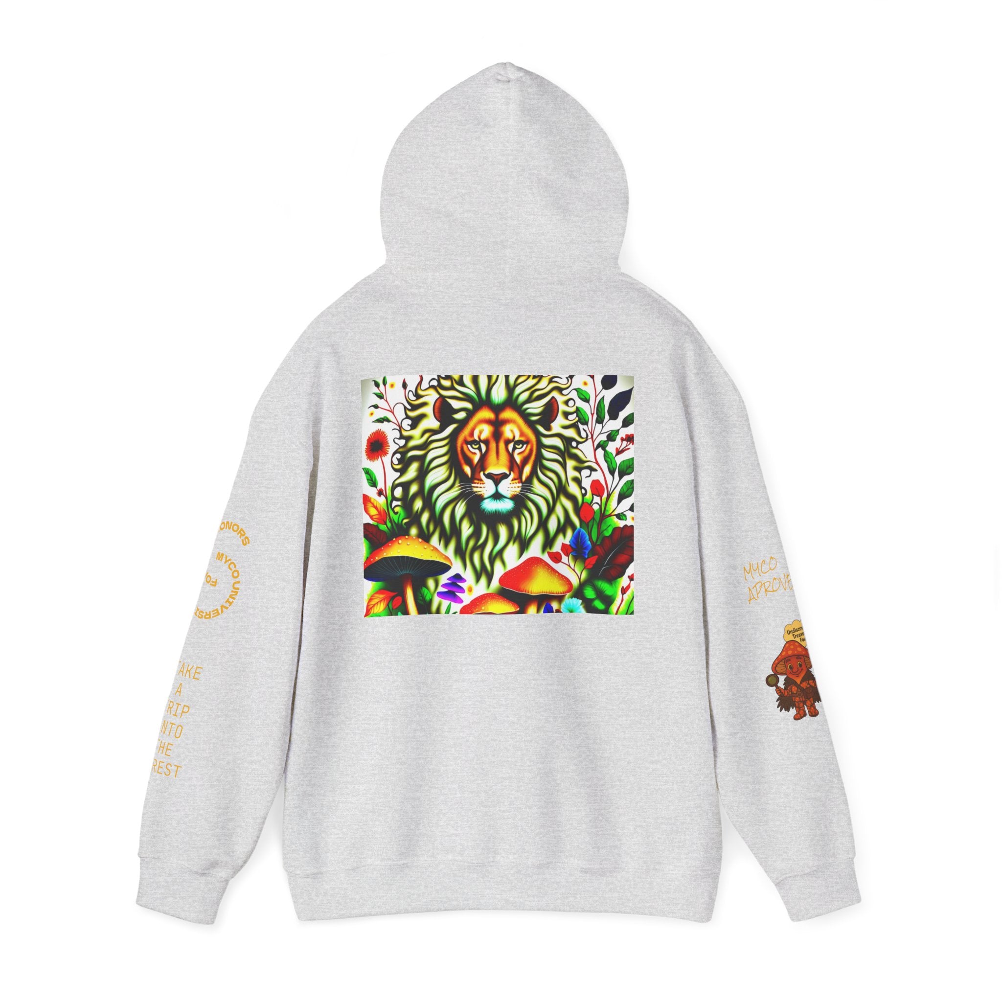 Myco University Lion & Mushroom Hoodie — Psychedelic Lion Graphic Pullover