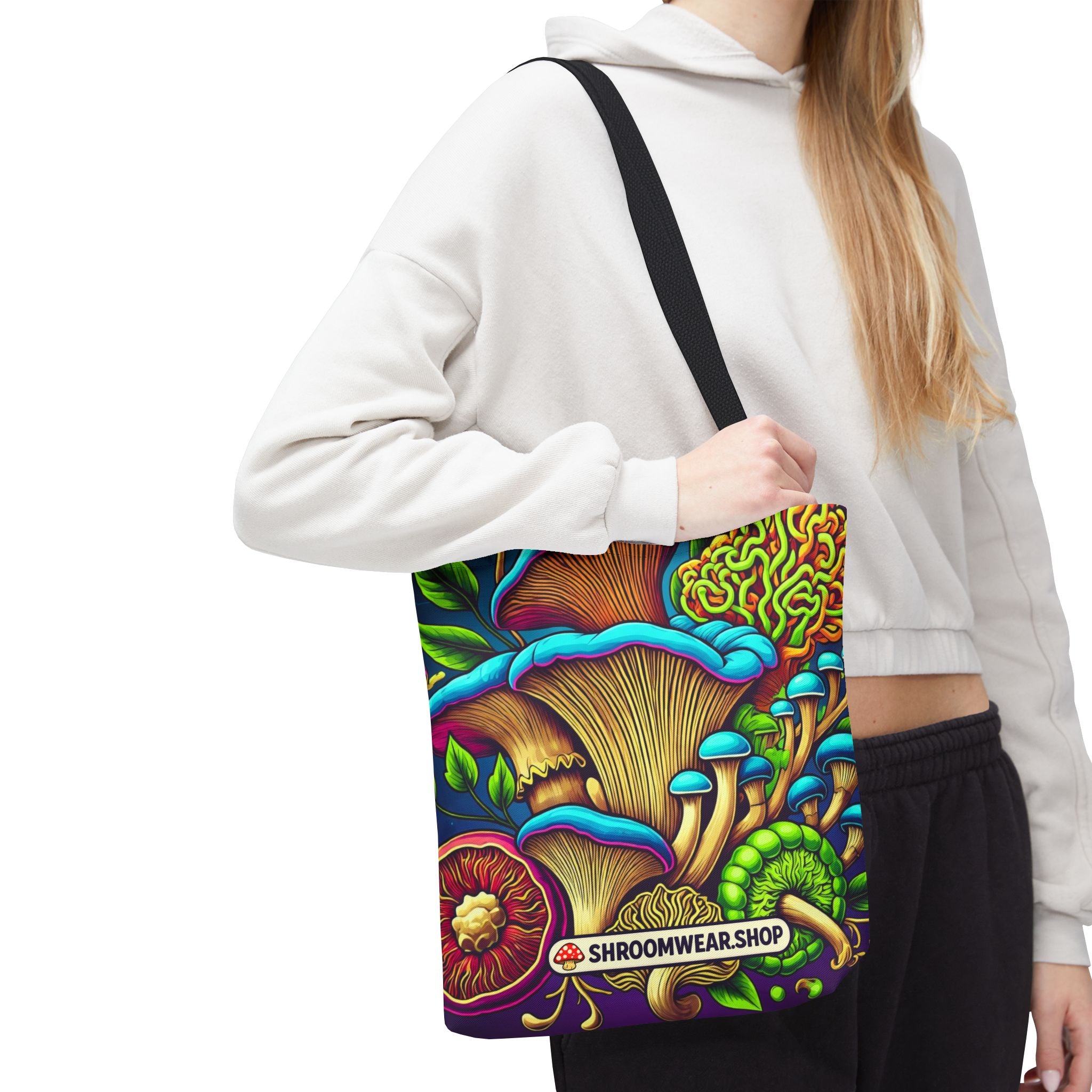 Bag: Mushroom Art Tote Bag – Psychedelic Fungi All-Over Print Eco Tote