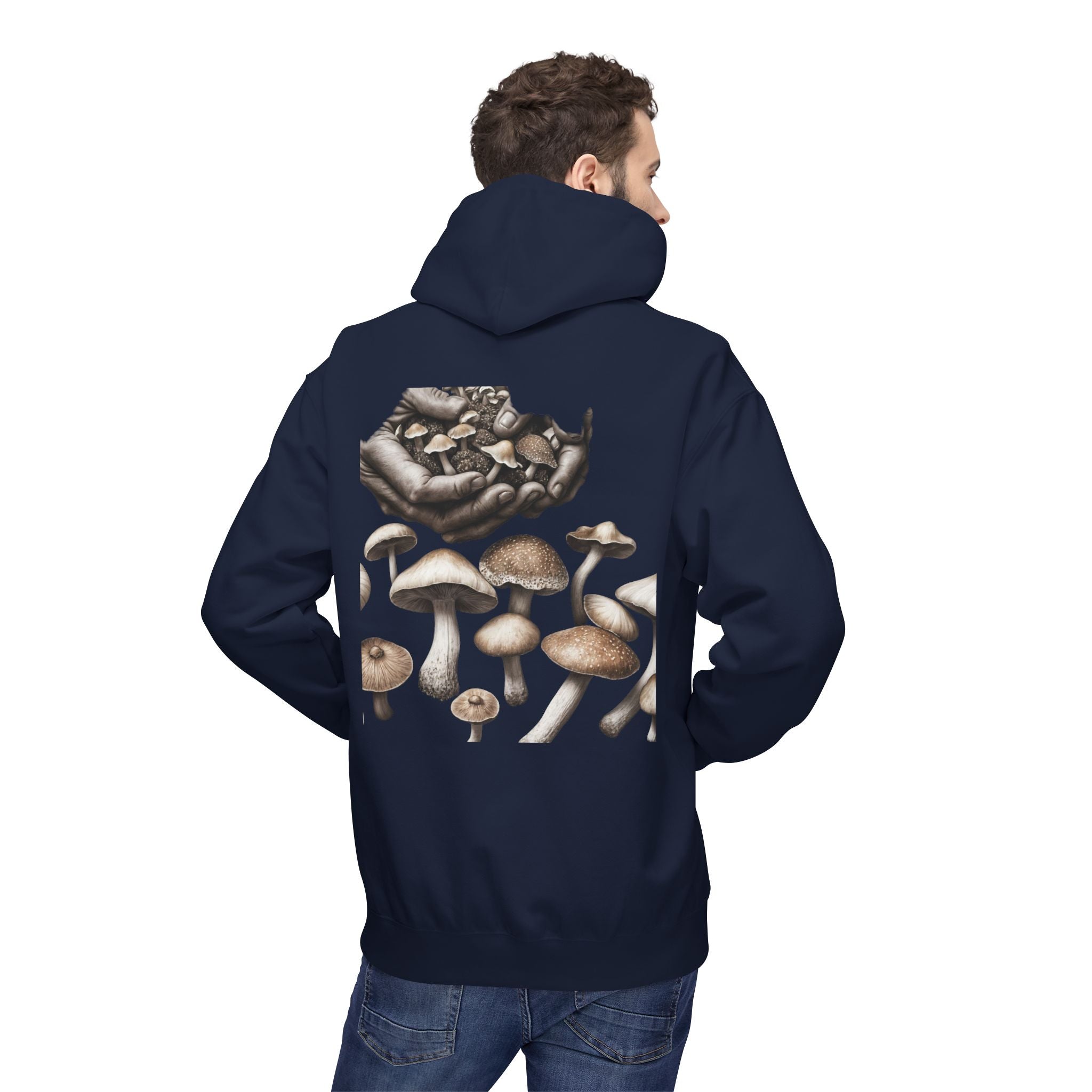 Mushroom Art Hoodie — Botanical Foraging Graphic Pullover