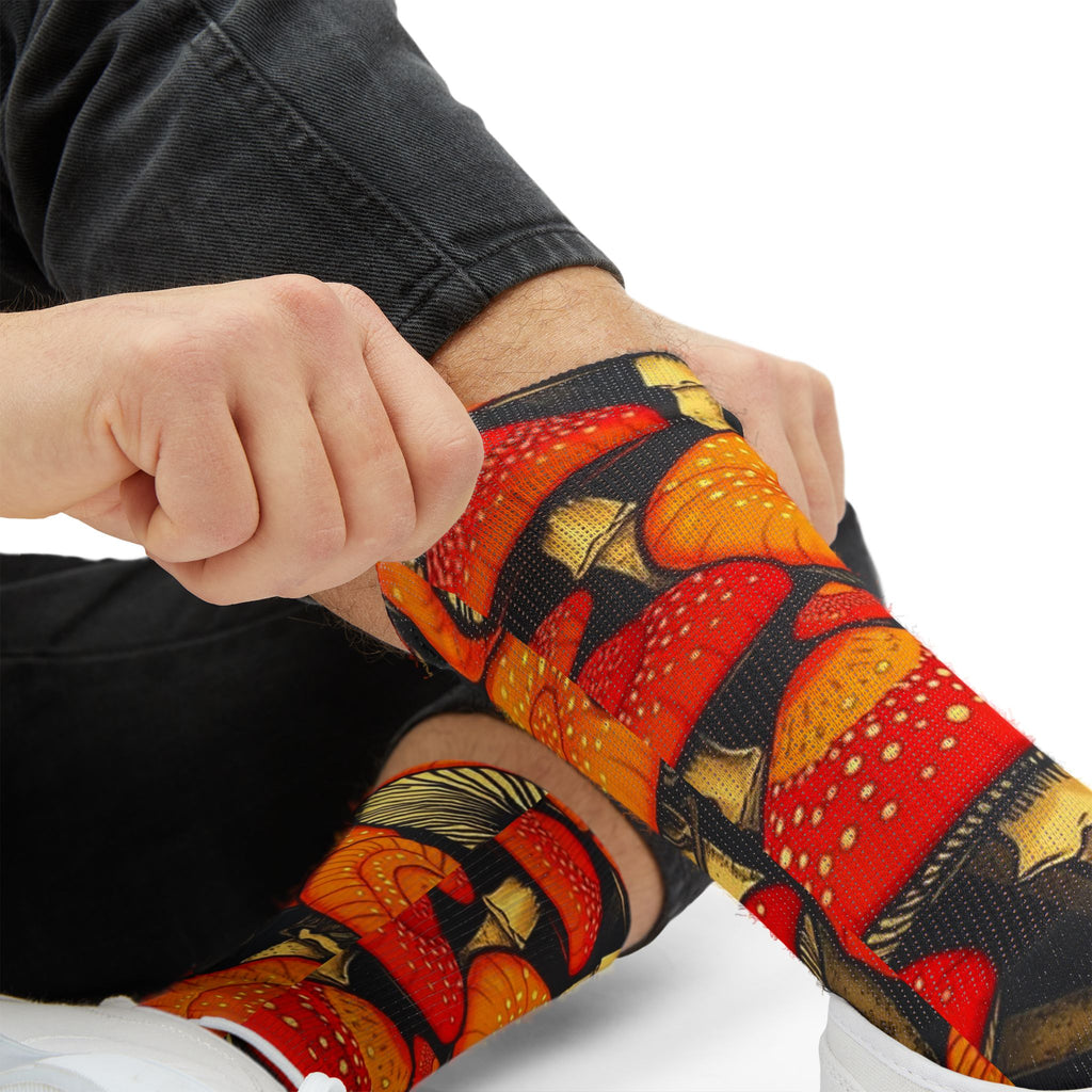 Whimsical Mushroom Socks, Colorful Patterned Socks, Gifts for Nature Lovers, Cozy Everyday Wear, Trendy Sock Collection