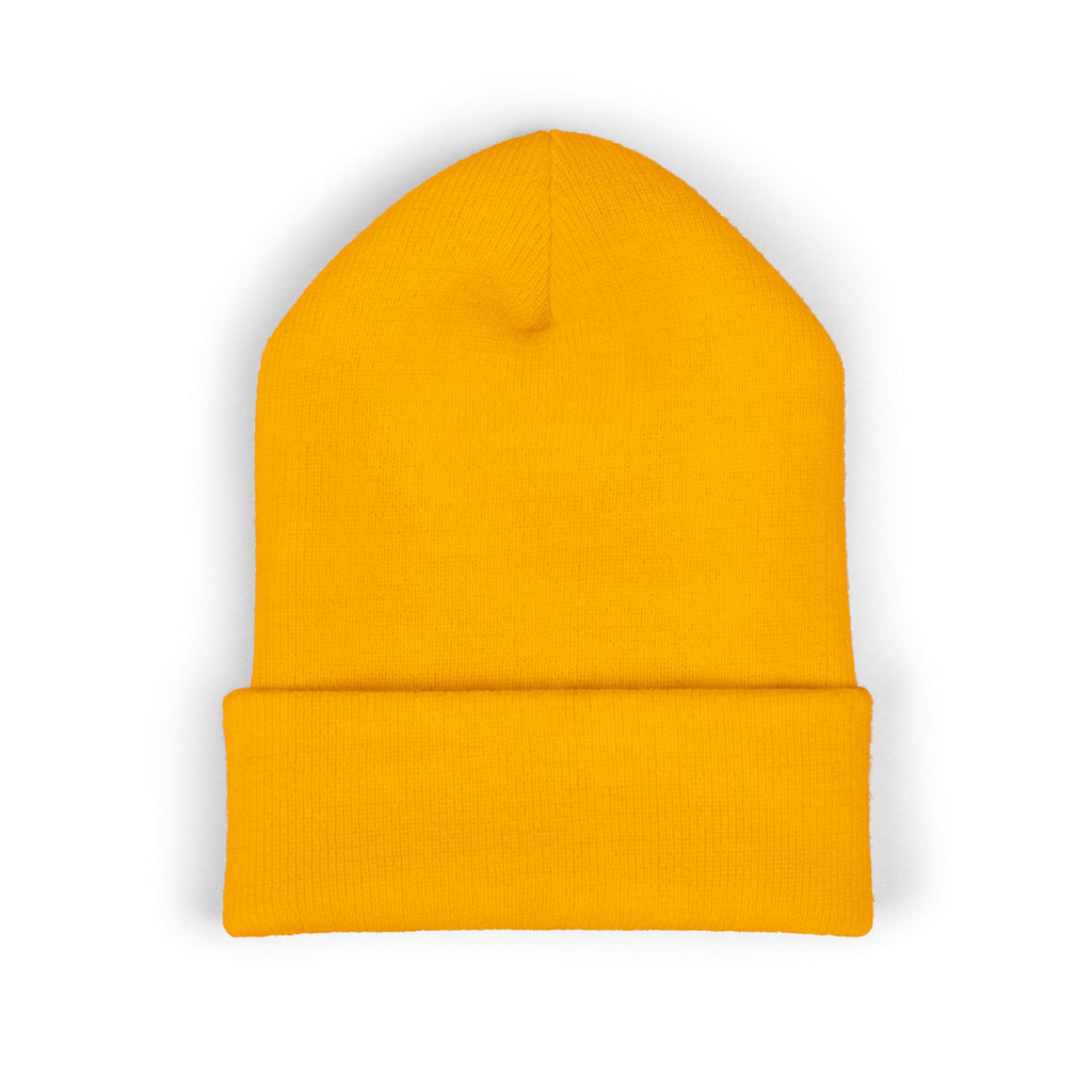Beanie: Embroidered Colorful Mushroom Beanie — Cute Cuffed Knit Hat