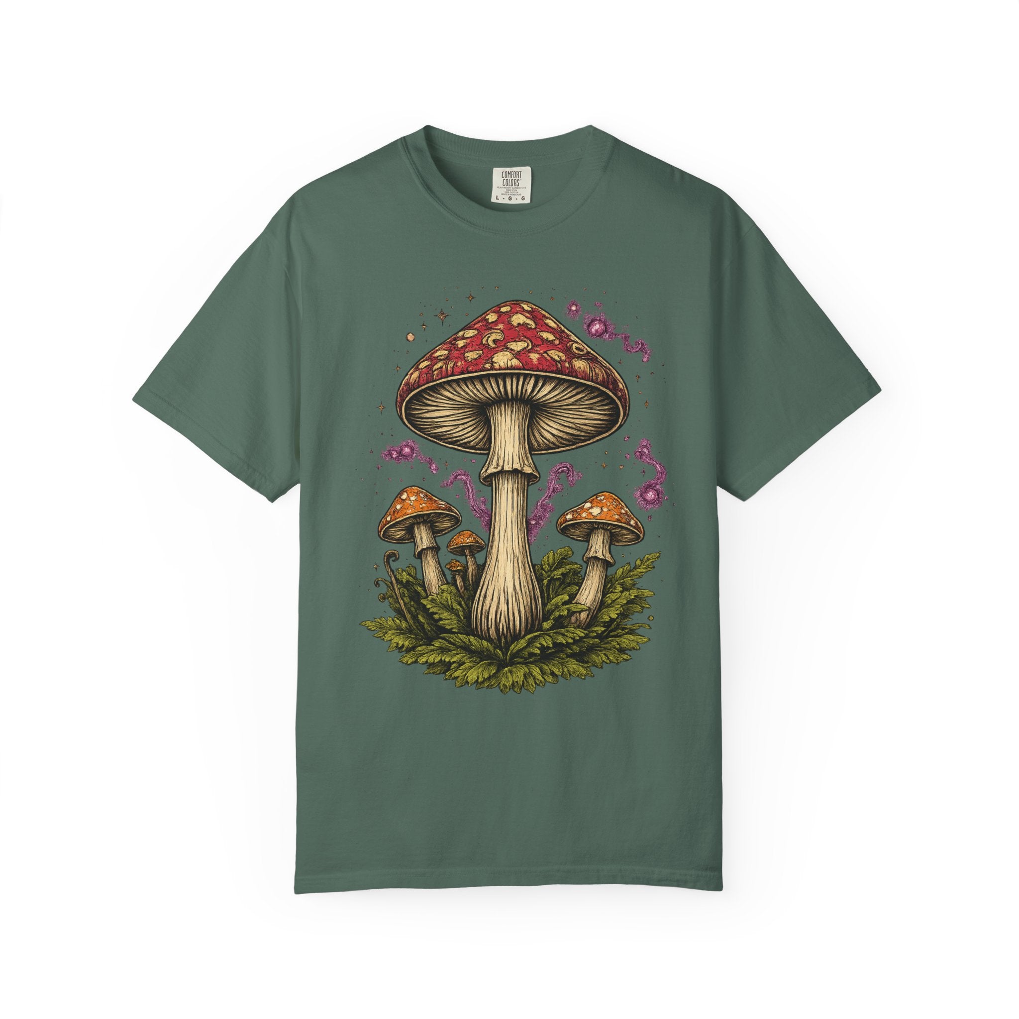 City: Portland Mushroom Graphic T-Shirt — Vintage Forest Amanita Design
