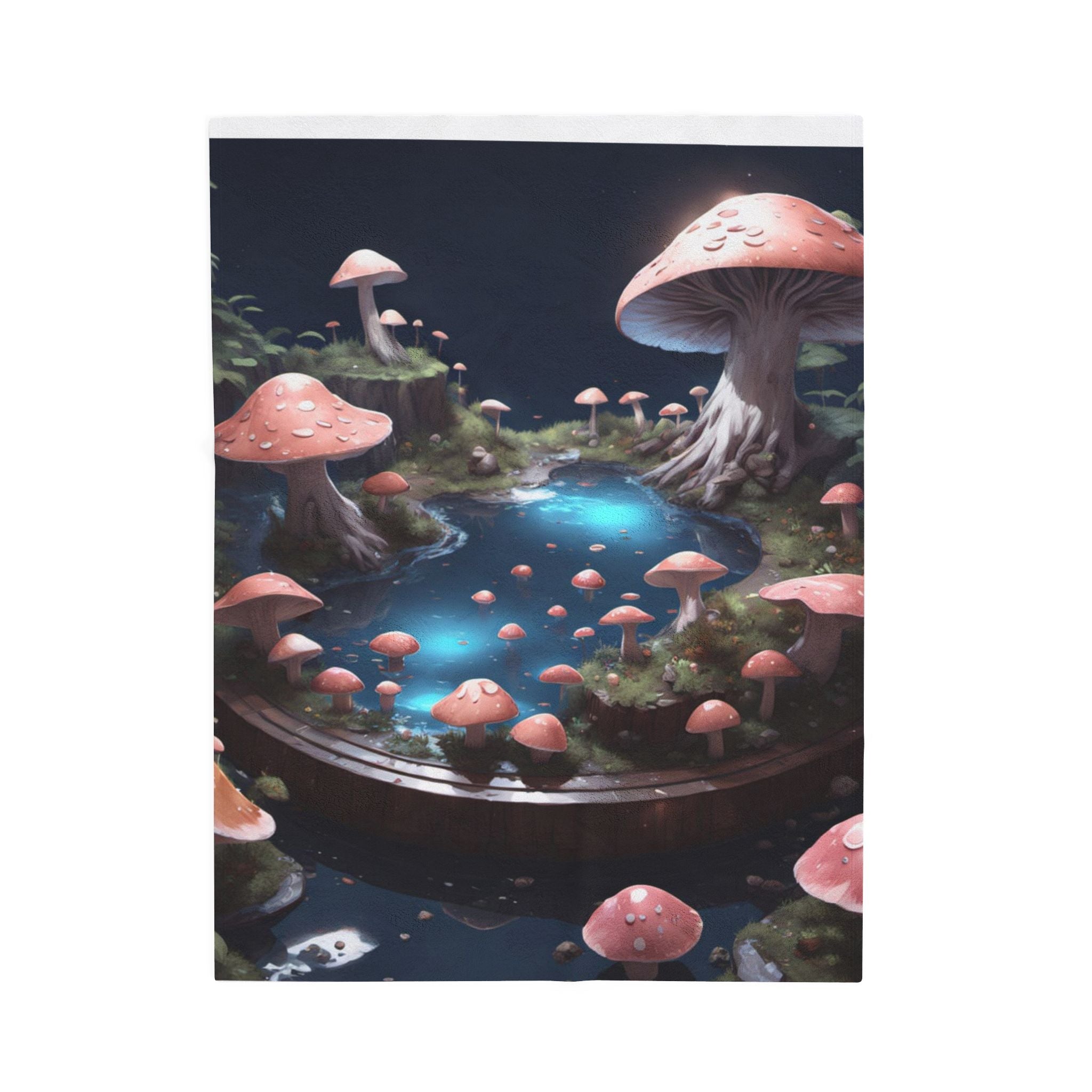 Mushroom Fairy Pond Velveteen Plush Blanket