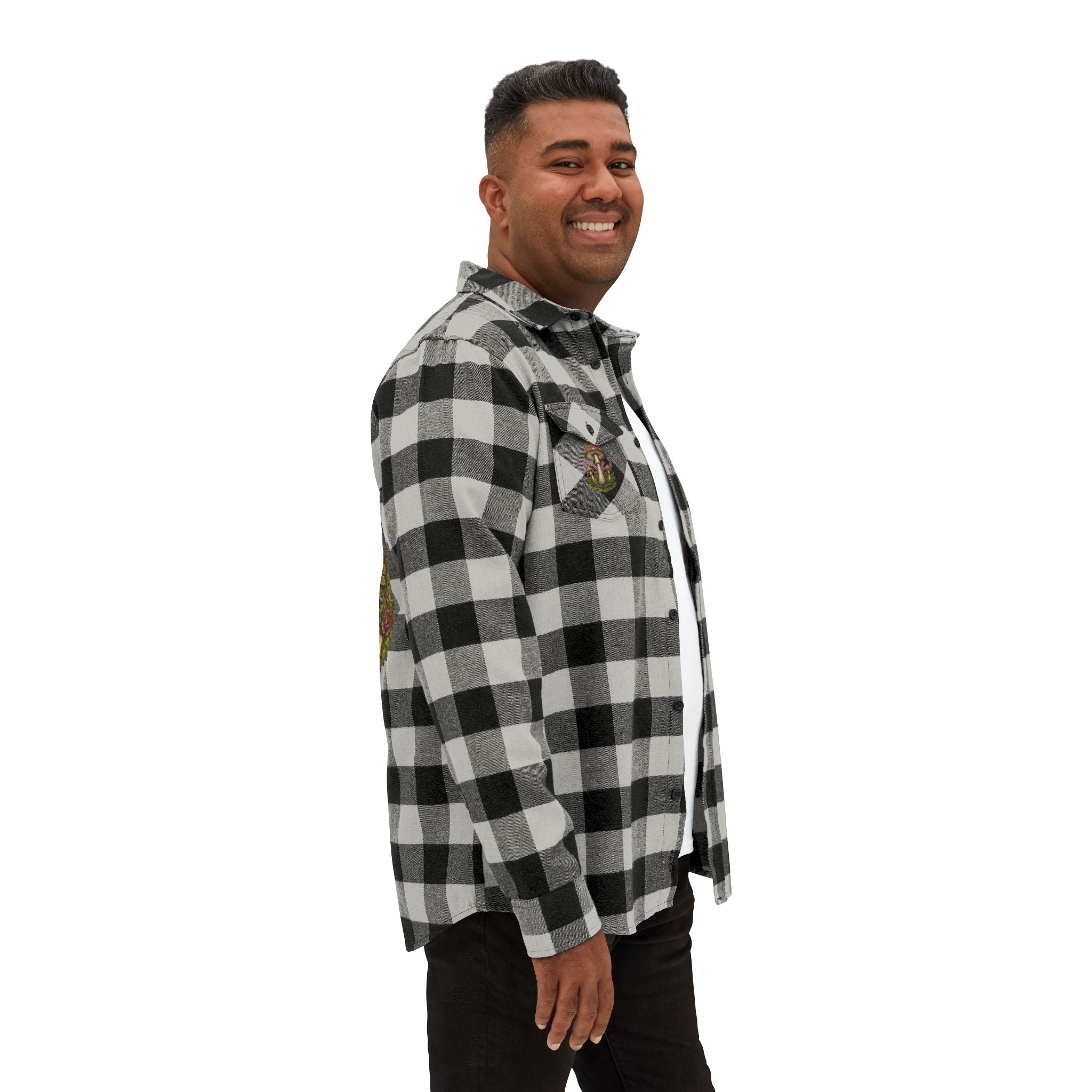 Portland Mushroom Flannel Shirt — Vintage Forest Plaid Button-Up