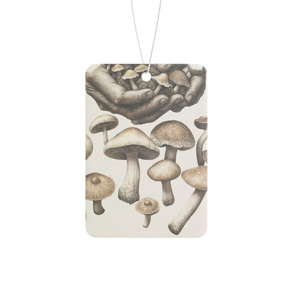 Mushroom Illustration Car Air Freshener — Vintage Botanical Scent Tag