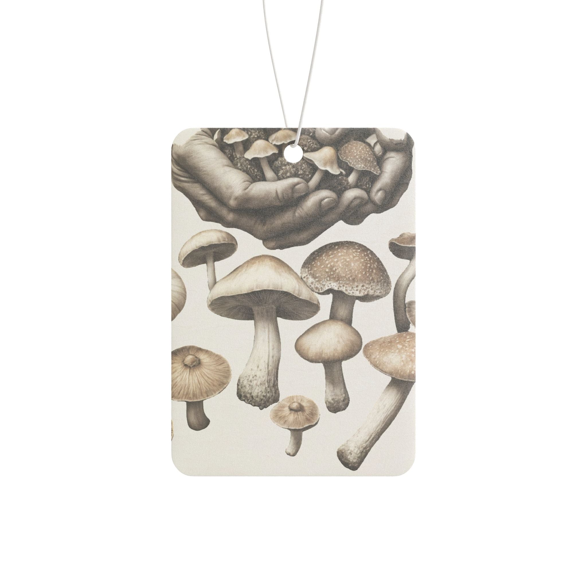 Mushroom Illustration Car Air Freshener — Vintage Botanical Scent Tag