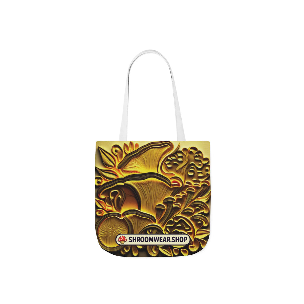Tote Bag : Golden Mushroom Canvas Tote Bag — Psychedelic Fungi Art Tote