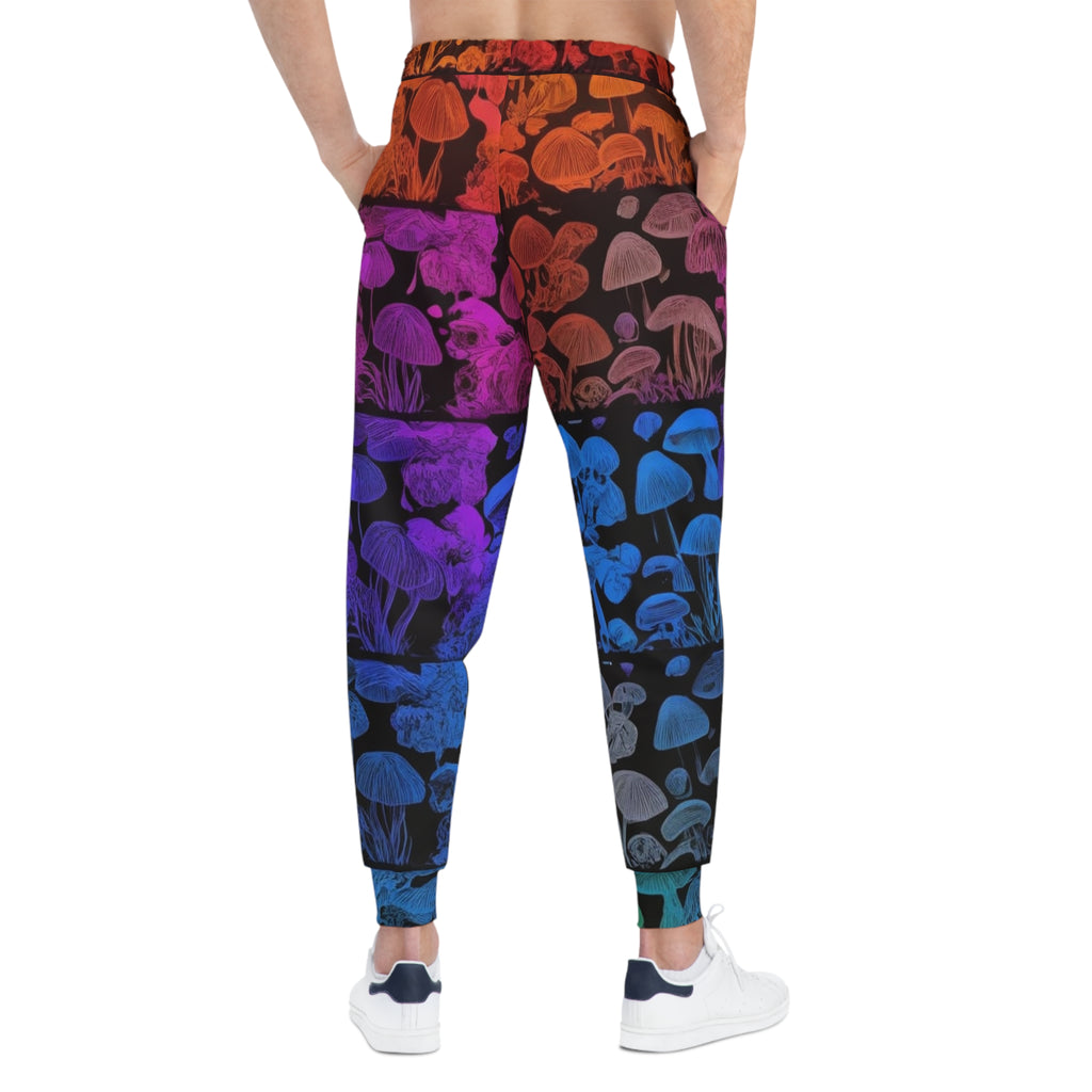 Mushroom Gradient Athletic Joggers — Rainbow Fungi All-Over Print